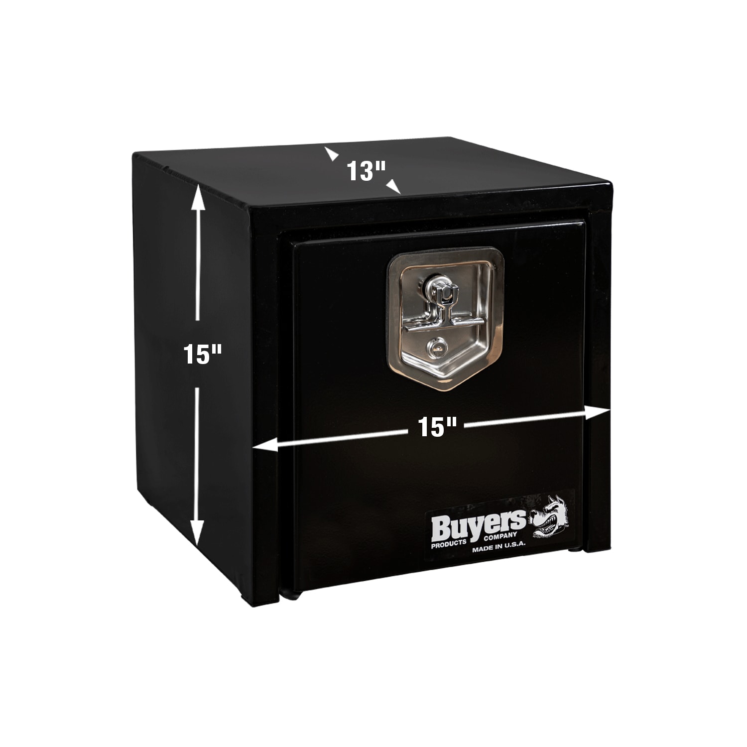 Caja de herramientas para camión de acero negro debajo del cuerpo de 15 pulgadas x 13 pulgadas x 15 pulgadas de Buyers Products