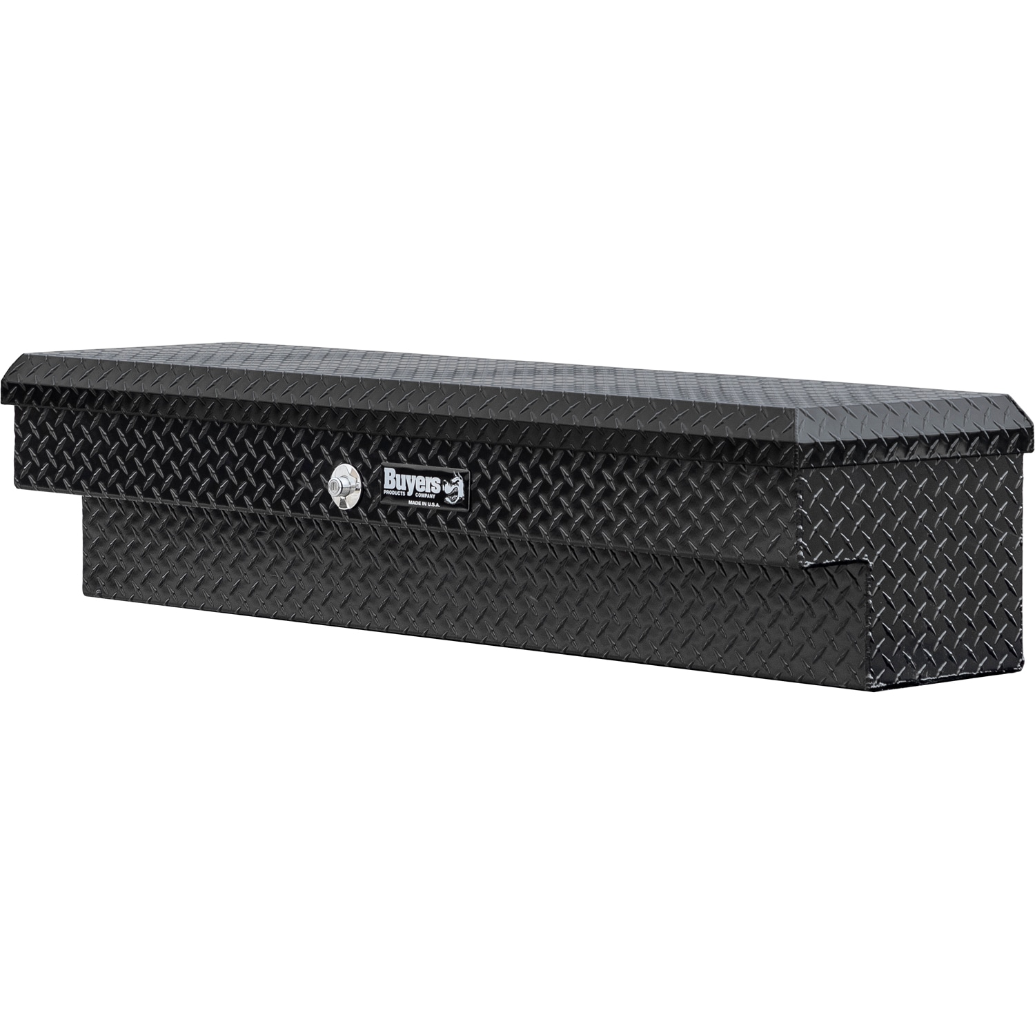 Cajón de herramientas para camión montado en el lateral de aluminio negro brillante con textura de diamante de 70 pulgadas x 16 pulgadas x 13 pulgadas de Buyers Products