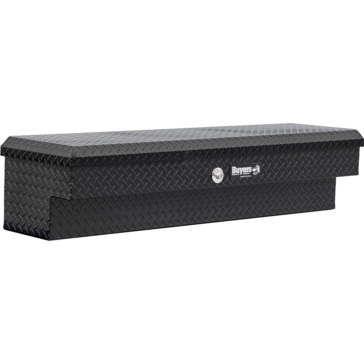 Cajón de herramientas para camión montado en el lateral de aluminio negro brillante con textura de diamante de 70 pulgadas x 16 pulgadas x 13 pulgadas de Buyers Products
