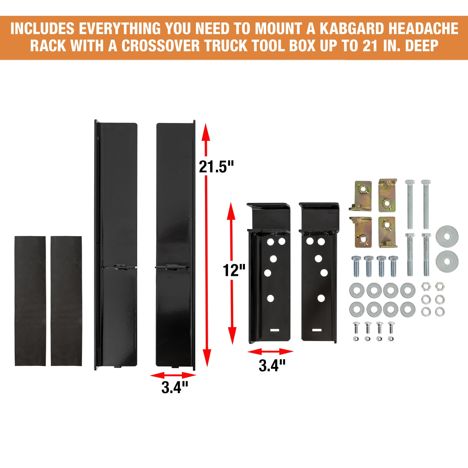 Kit de montaje Kabgard de Buyers Products con adaptador para caja de herramientas cruzada para camioneta - Longitud de 21.5 pulgadas 85169.
