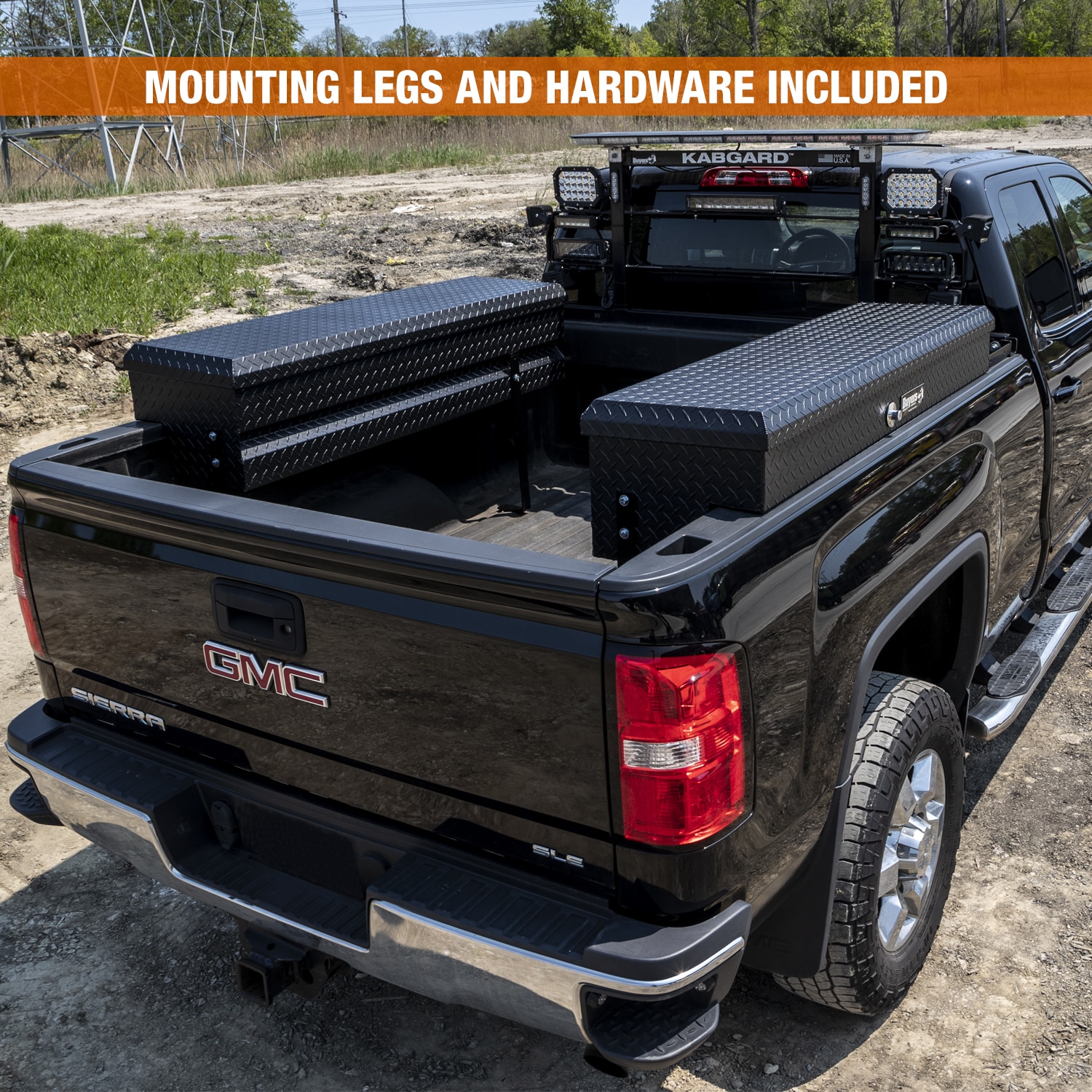 Caja de herramientas para camioneta lateral de aluminio con acabado negro mate y diseño de rombos de 70 pulgadas x 16 pulgadas x 13 pulgadas de Buyers Products