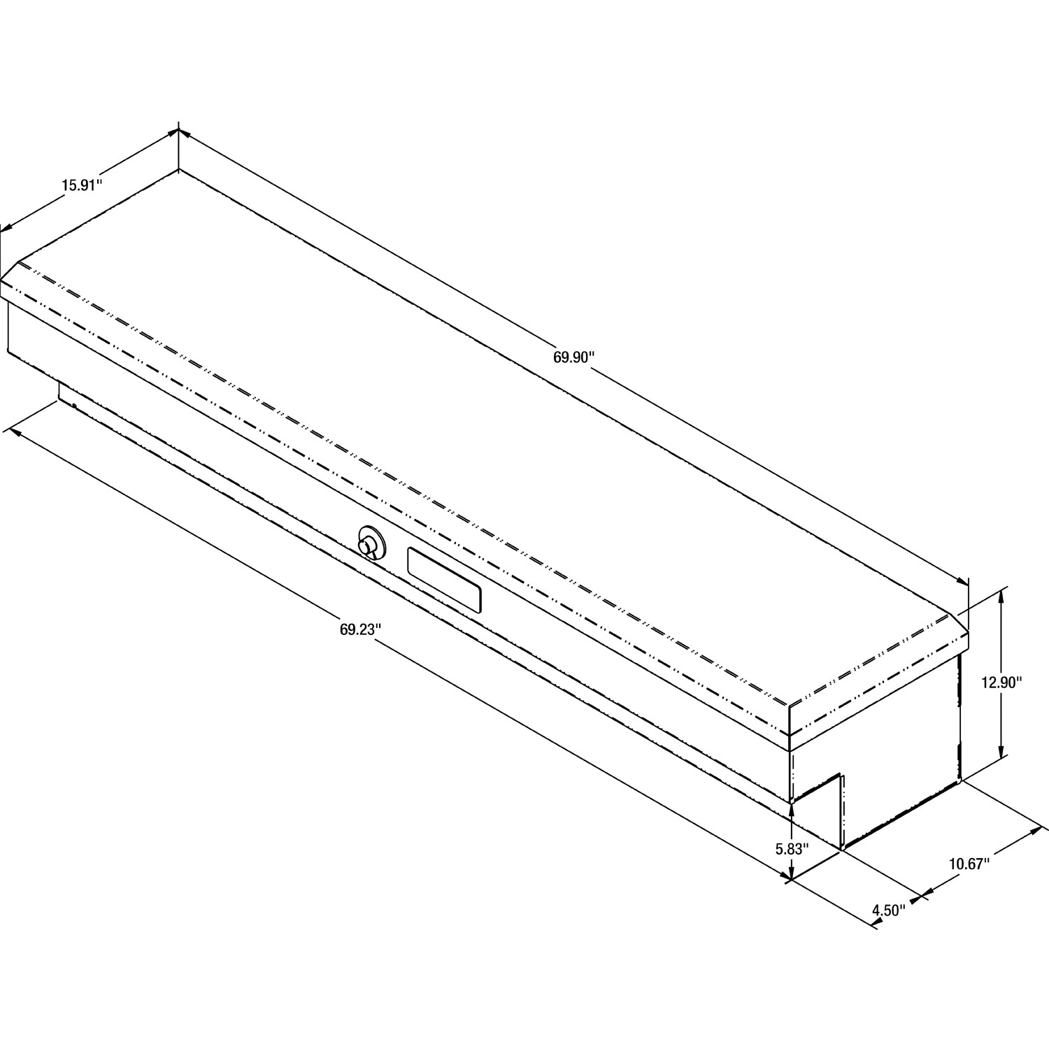 Caja de herramientas para camioneta montada en el lateral de aluminio con patrón en diamante de 70 pulgadas x 16 pulgadas x 13 pulgadas 1713030
