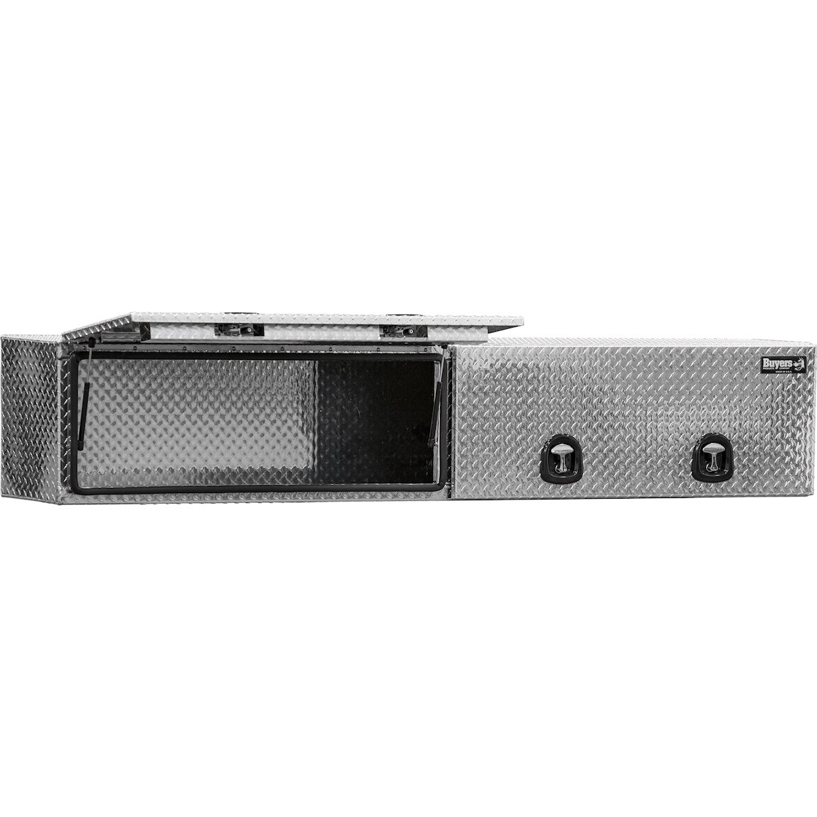 Caja de herramientas para camión de montaje superior de aluminio con diseño de diamante de 96 pulgadas x 13 pulgadas x 16 pulgadas de Buyers Products