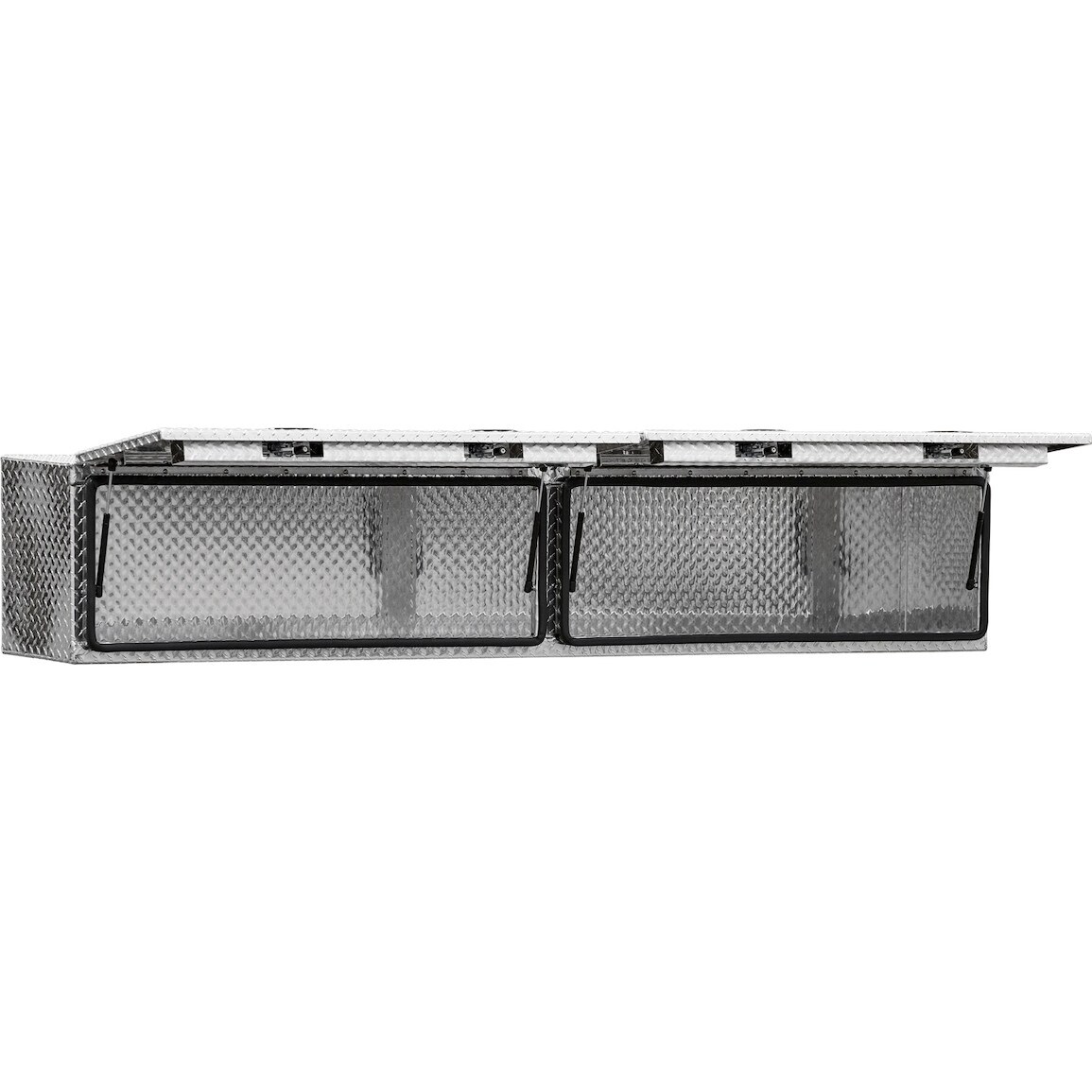 Caja de herramientas para camión de montaje superior de aluminio con diseño de diamante de 96 pulgadas x 13 pulgadas x 16 pulgadas de Buyers Products