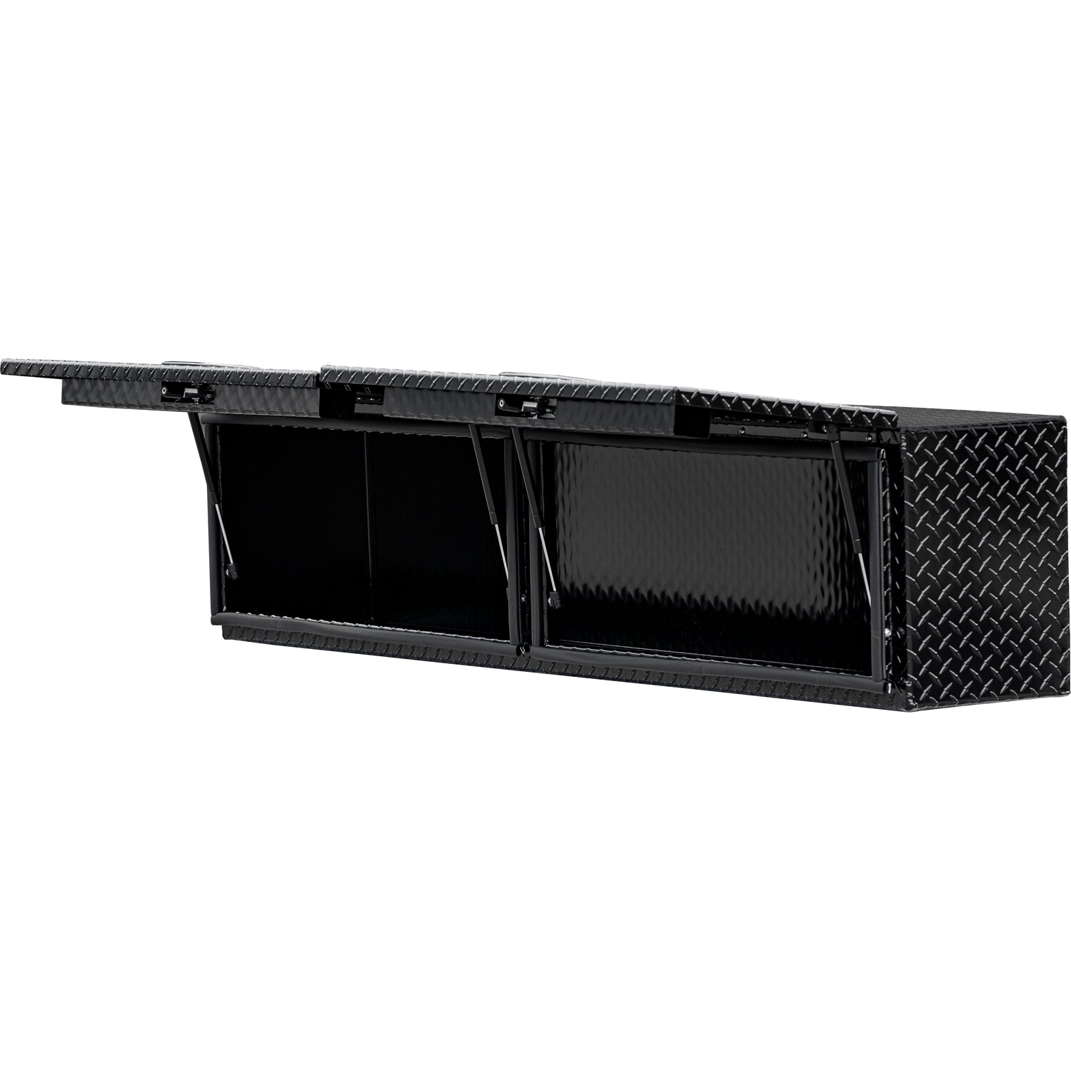 Caja de herramientas para camioneta de montaje superior de aluminio negro de 88 pulgadas x 16 pulgadas x 18 pulgadas de Buyers Products