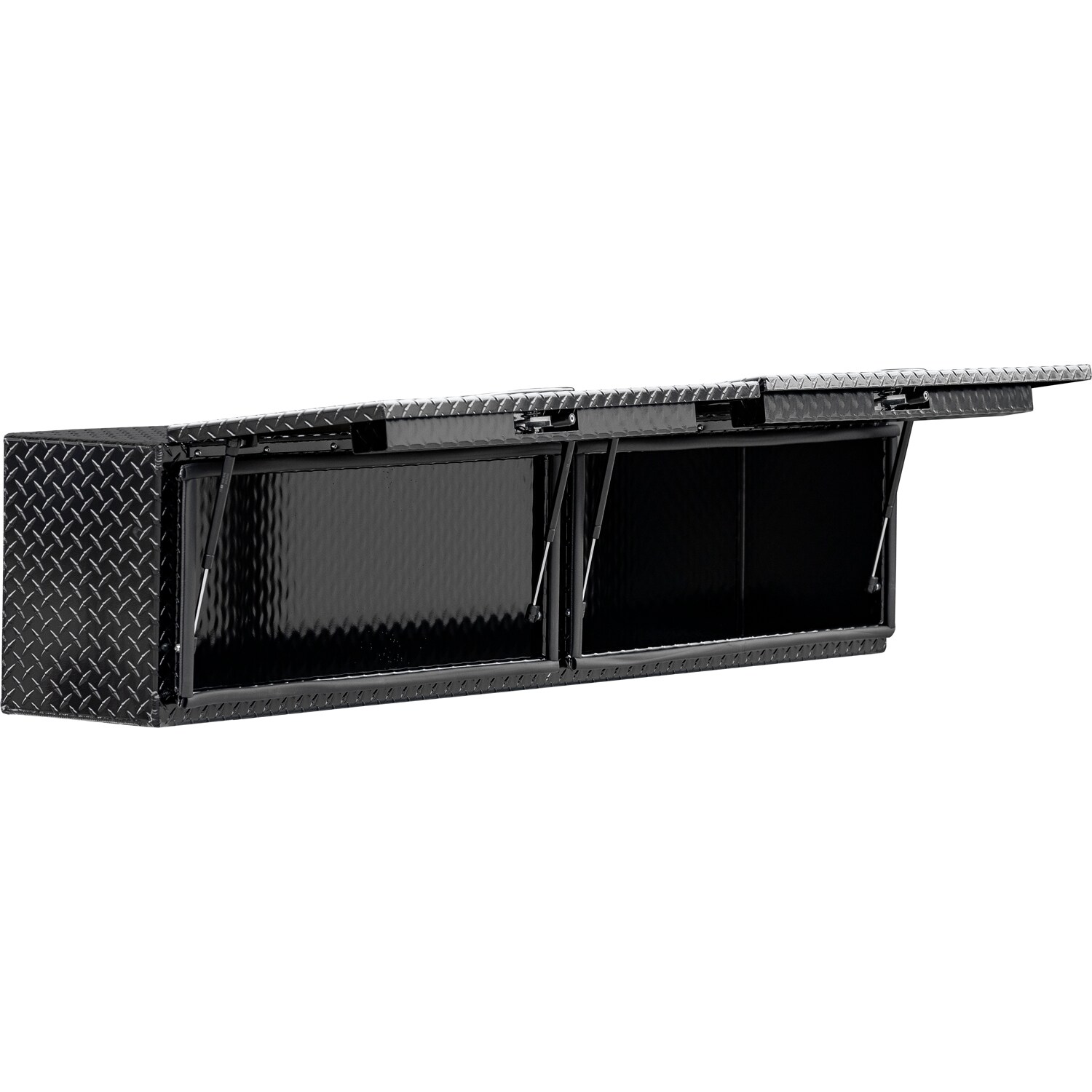Caja de herramientas para camioneta de montaje superior de aluminio negro de 88 pulgadas x 16 pulgadas x 18 pulgadas de Buyers Products