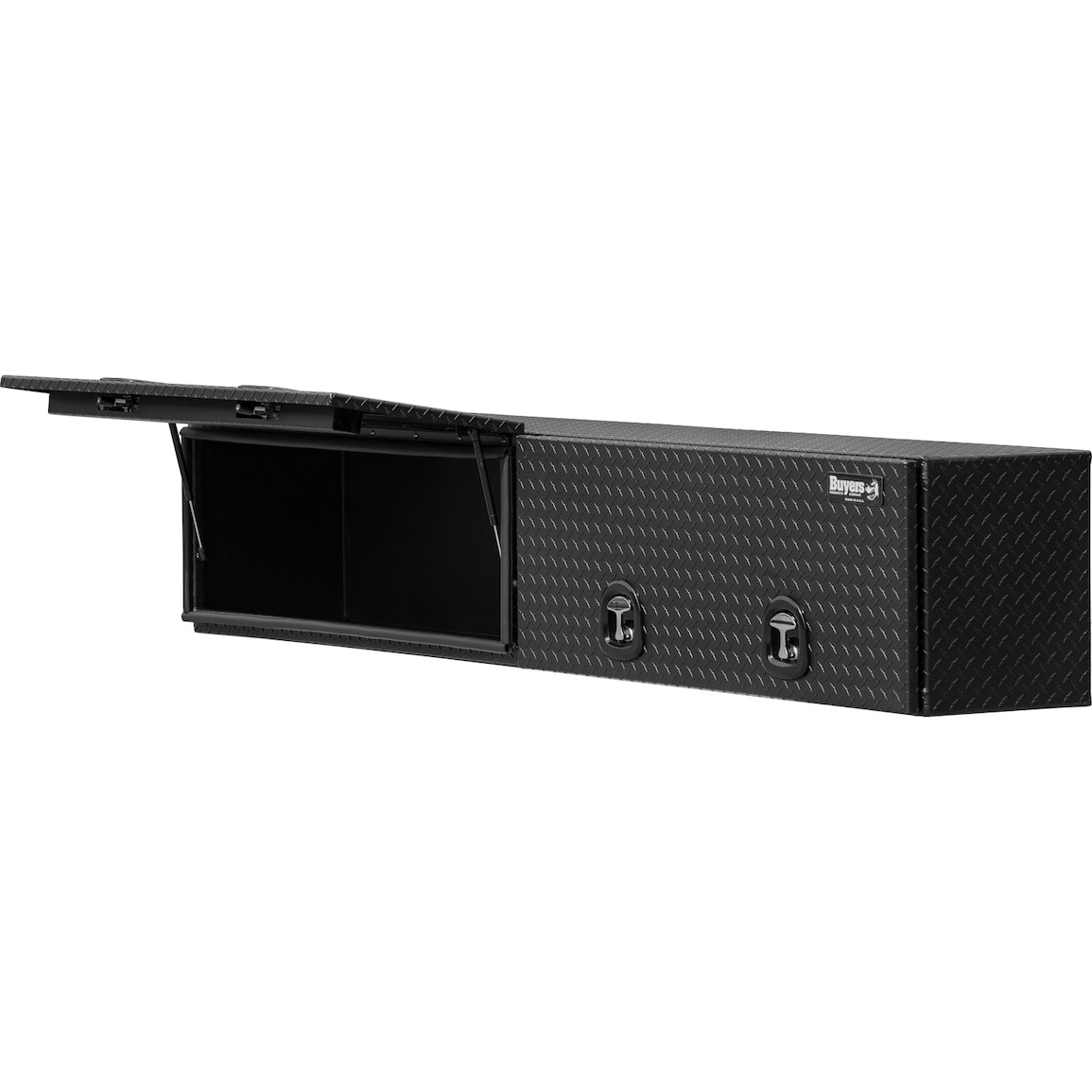 Caja de herramientas para camión de montaje superior de aluminio negro de 96 pulgadas x 16 pulgadas x 18 pulgadas de Buyers Products