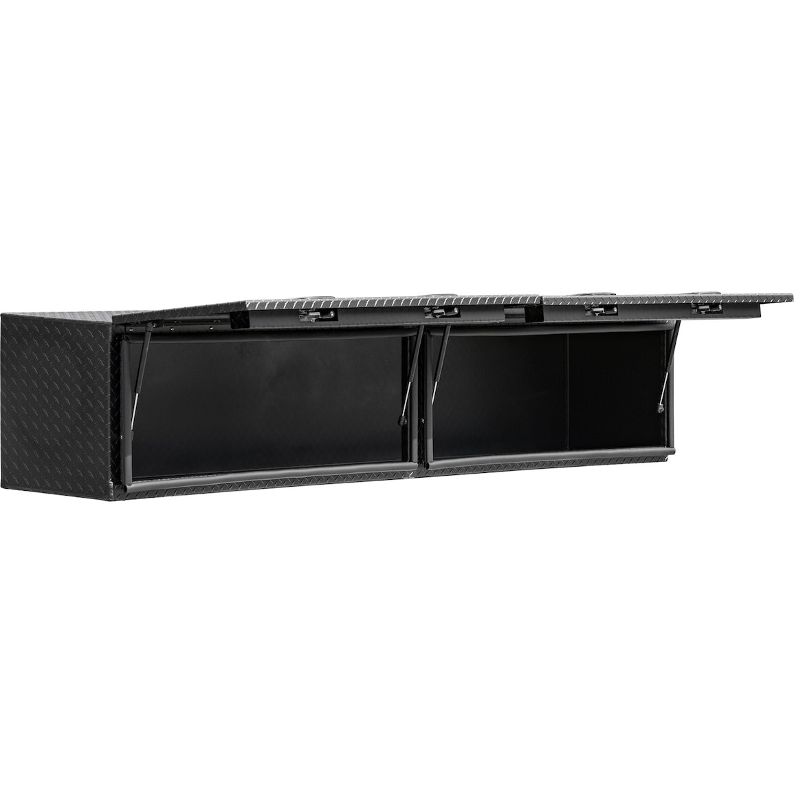 Caja de herramientas para camión de montaje superior de aluminio negro de 96 pulgadas x 16 pulgadas x 18 pulgadas de Buyers Products