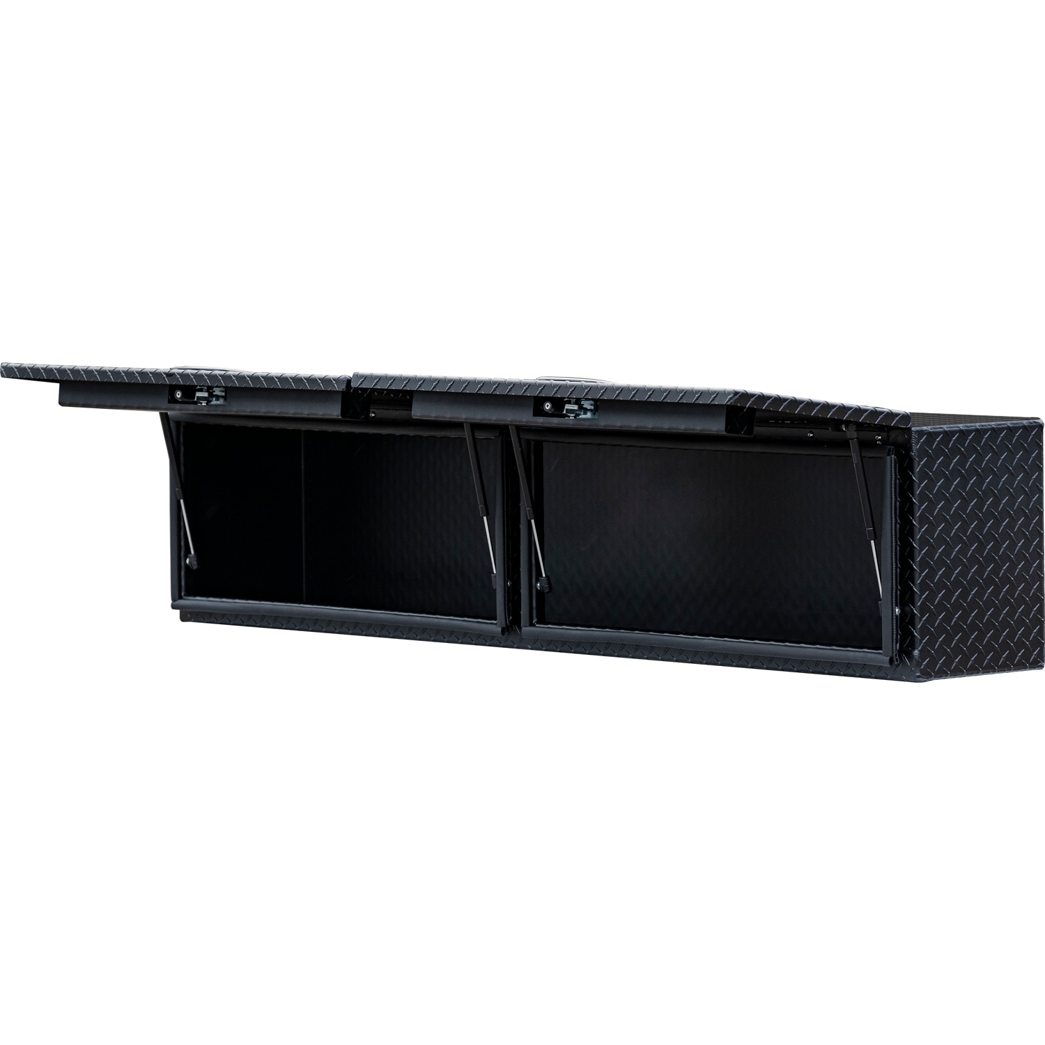 Caja de herramientas negra de aluminio para camión de montaje superior de 88 pulgadas x 16 pulgadas x 18 pulgadas de Buyers Products