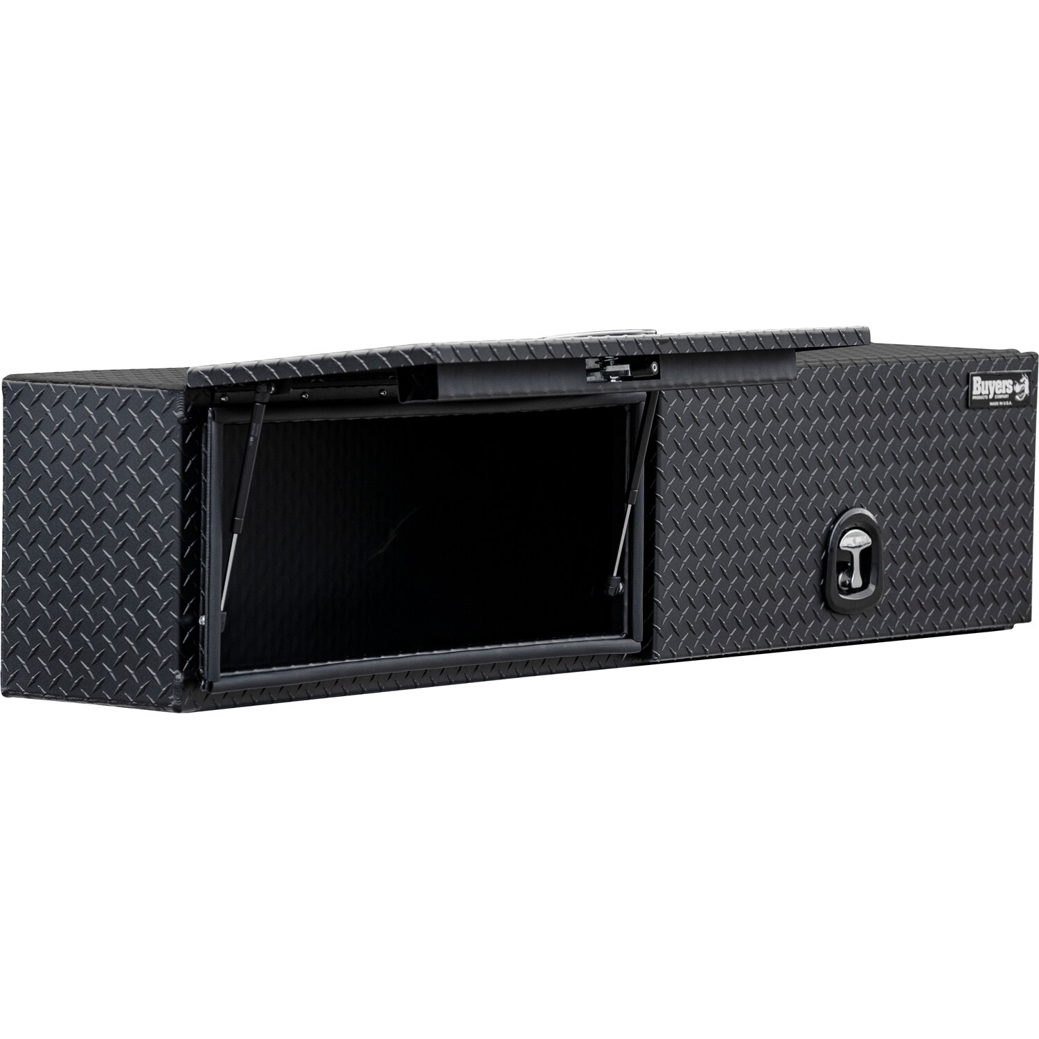 Caja de herramientas negra de aluminio para camión de montaje superior de 88 pulgadas x 16 pulgadas x 18 pulgadas de Buyers Products