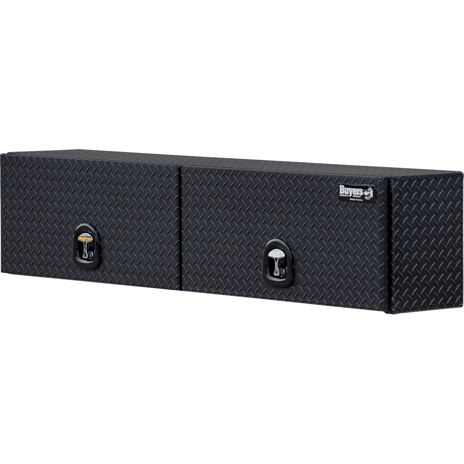 Caja de herramientas negra de aluminio para camión de montaje superior de 88 pulgadas x 16 pulgadas x 18 pulgadas de Buyers Products