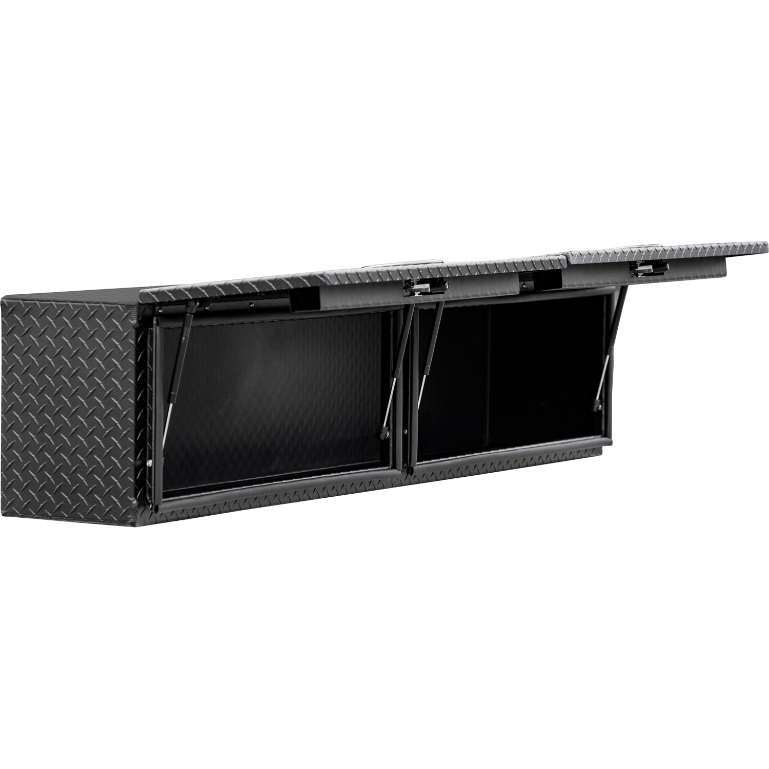 Caja de herramientas negra de aluminio para camión de montaje superior de 88 pulgadas x 16 pulgadas x 18 pulgadas de Buyers Products