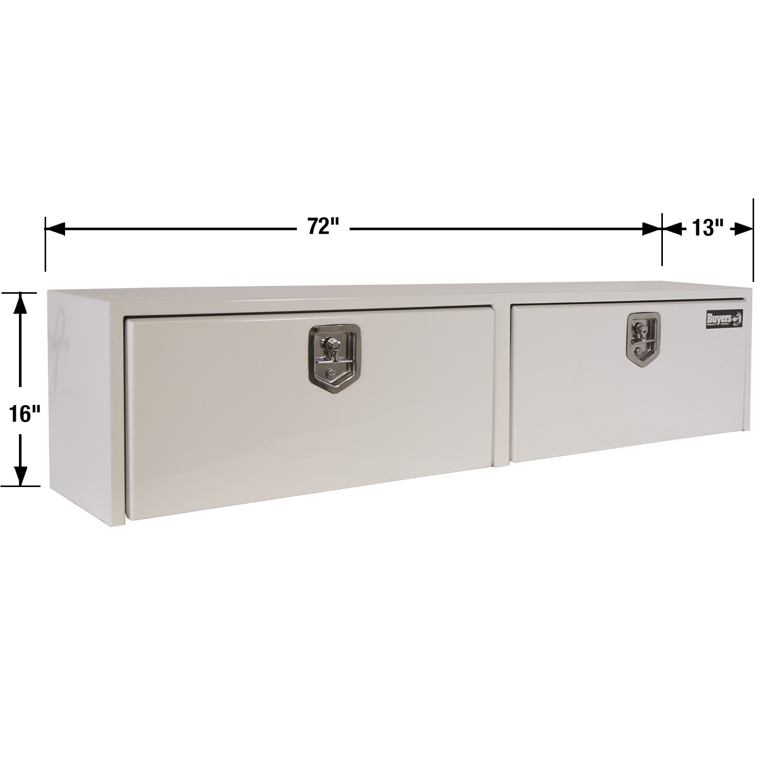 Caja de herramientas para camión de montaje superior de acero blanco de 72 pulgadas x 13 pulgadas x 16 pulgadas de Buyers Products