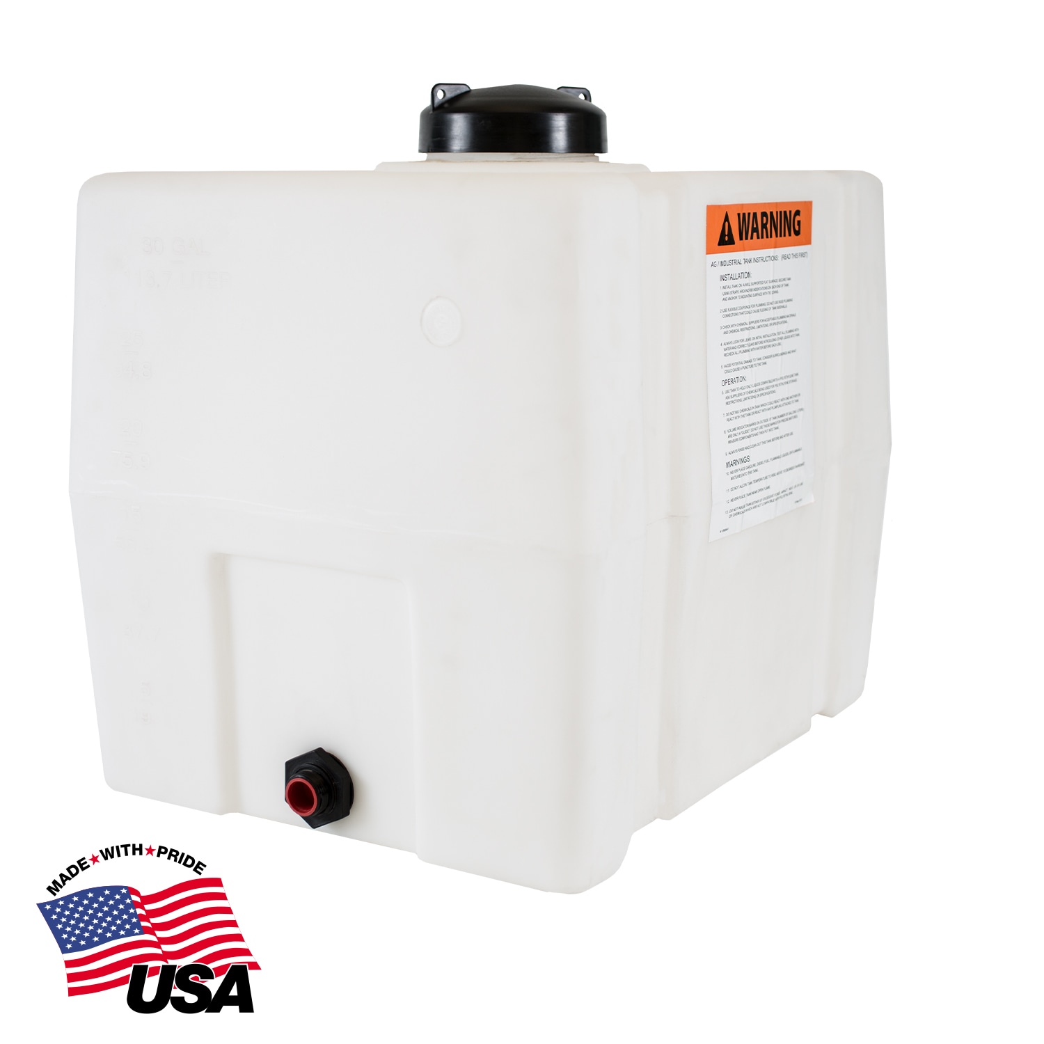 Tanque de transferencia para camión de poliuretano blanco cuadrado de 30 galones de Buyers Products 82123909