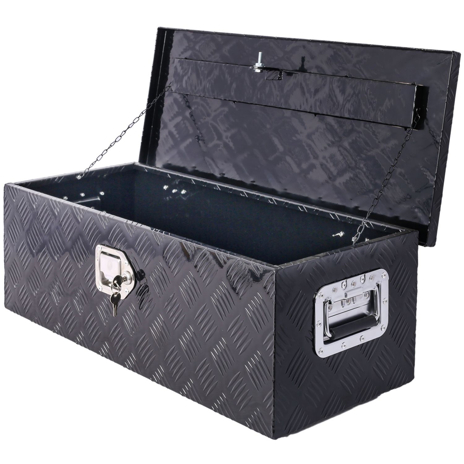 Caja de herramientas negra para remolque de aluminio de 30 pulgadas x 13 pulgadas x 10.2 pulgadas Kahomvis