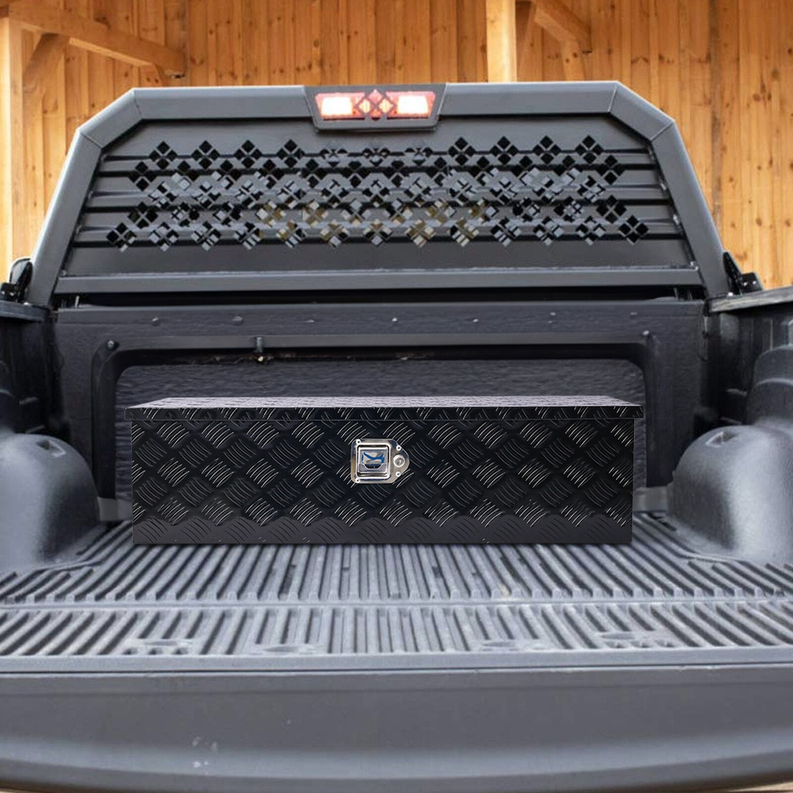 Caja de herramientas negra de aluminio para camioneta bajo el cuerpo Maocao Hoom de 39 pulgadas x 13 pulgadas x 10.2 pulgadas BH81855.