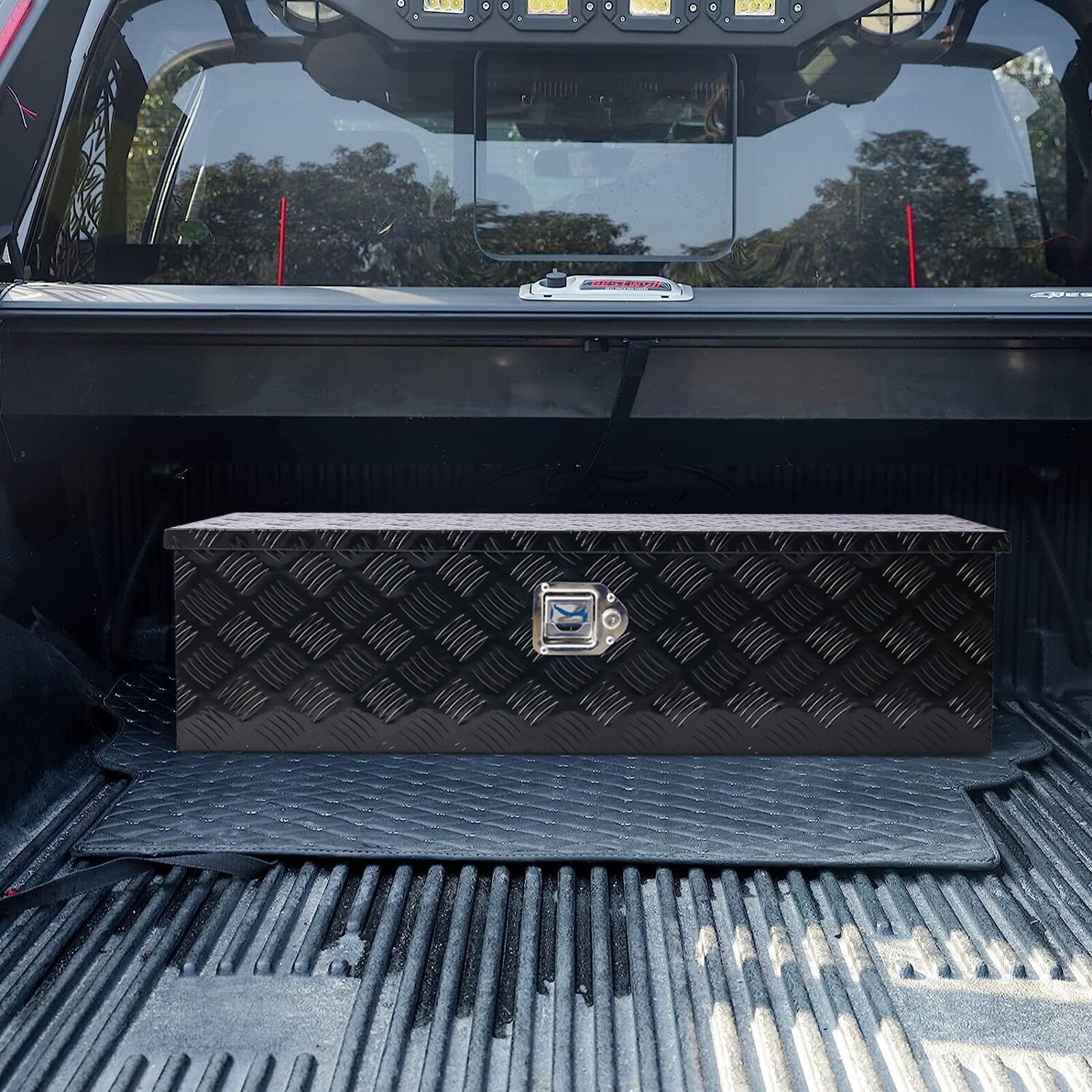 Caja de herramientas negra de aluminio para camioneta bajo el cuerpo Maocao Hoom de 39 pulgadas x 13 pulgadas x 10.2 pulgadas BH81855.