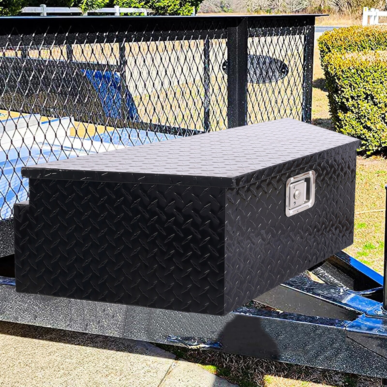 Caja de herramientas para camioneta debajo del cuerpo de aluminio negro Maocao Hoom 39 pulgadas x 16.5 pulgadas x 11.8 pulgadas BH81851