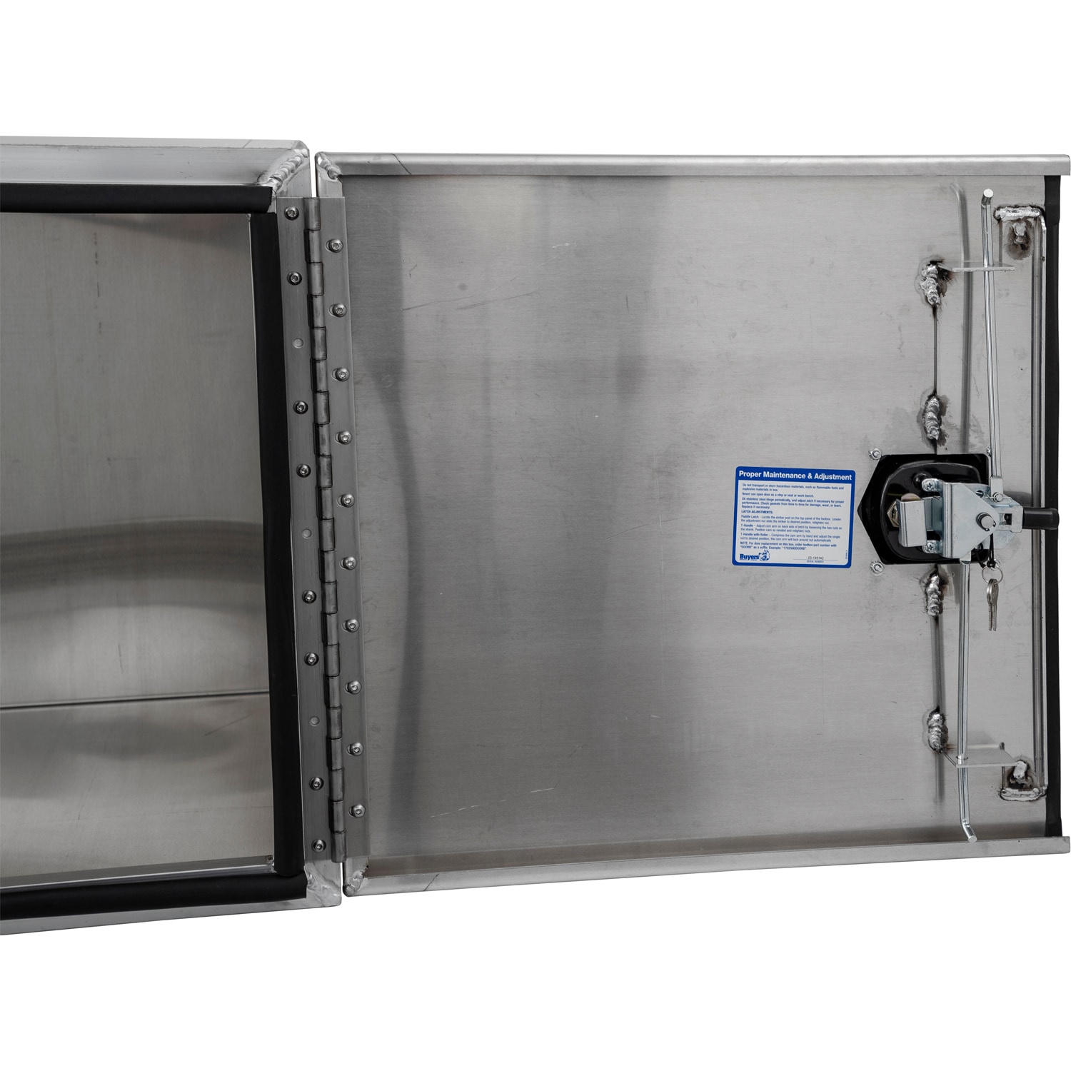 Caja de herramientas de aluminio liso para camiones debajo del chasis de 48 pulgadas x 24 pulgadas x 24 pulgadas de Buyers Products