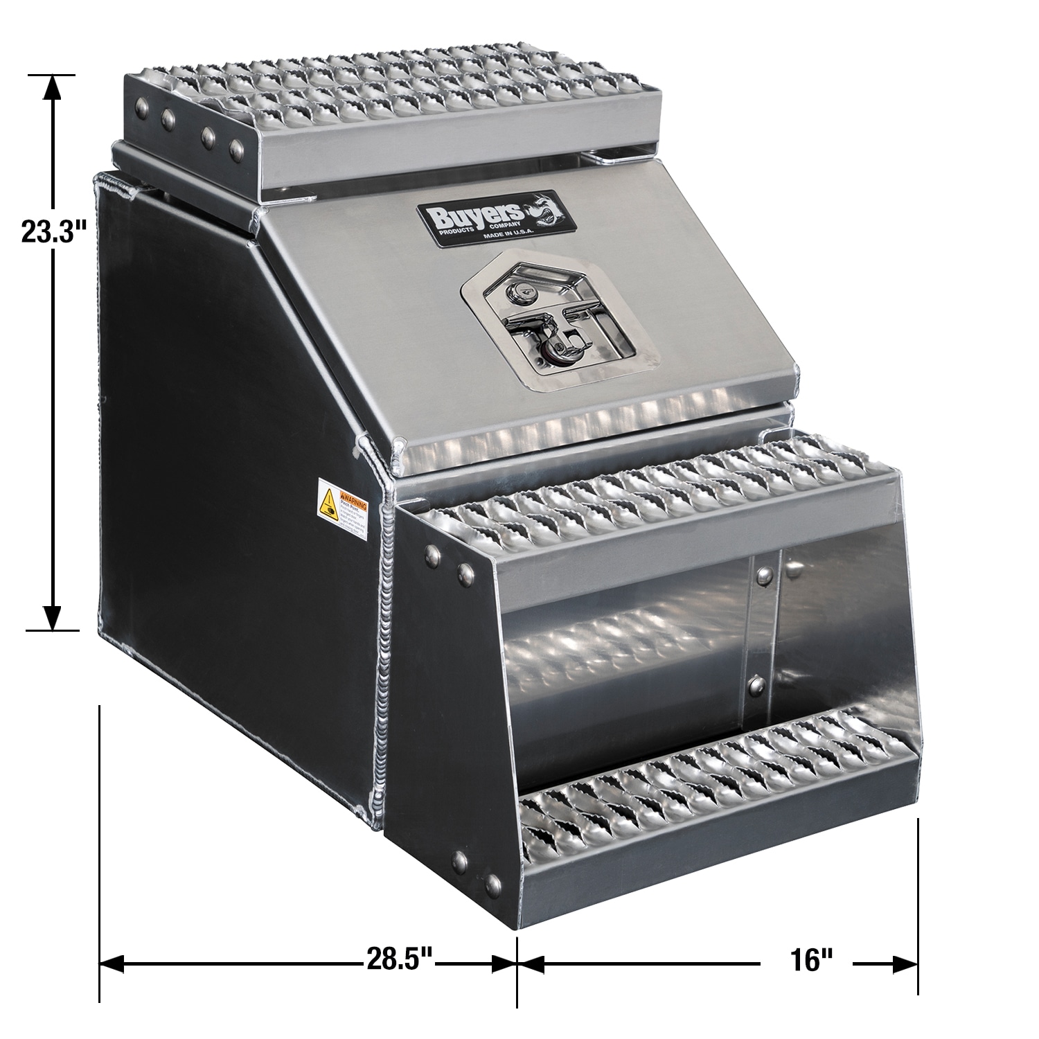 Caja de herramientas para camiones de aluminio liso de 16.3 pulgadas x 28.5 pulgadas x 23.3 pulgadas de Buyers Products