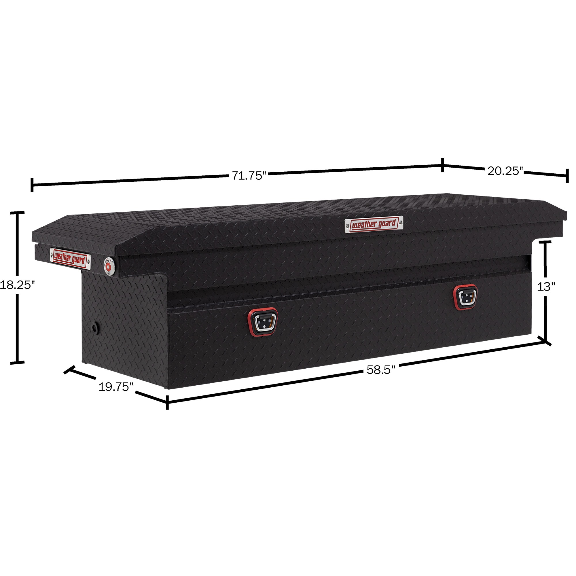Caja de herramientas para camioneta cruzada de aluminio negro mate texturizado de 72 pulgadas x 20 pulgadas x 18 pulgadas Weather Guard 121-52-04