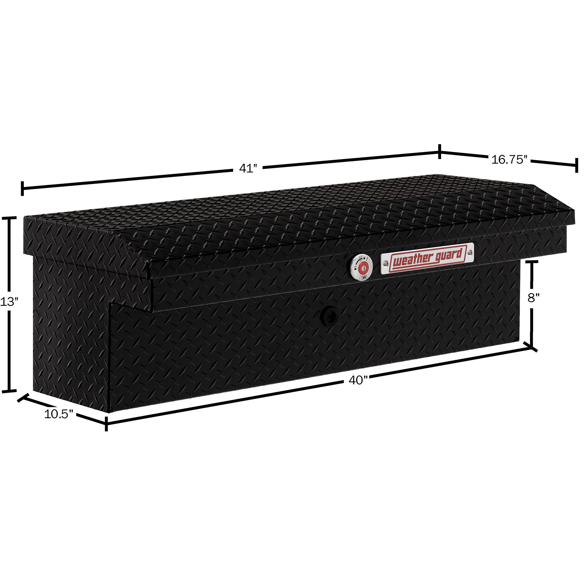 Caja de herramientas para camión Weather Guard de aluminio negro brillante montada en el lateral de 41 pulgadas x 17 pulgadas x 13 pulgadas