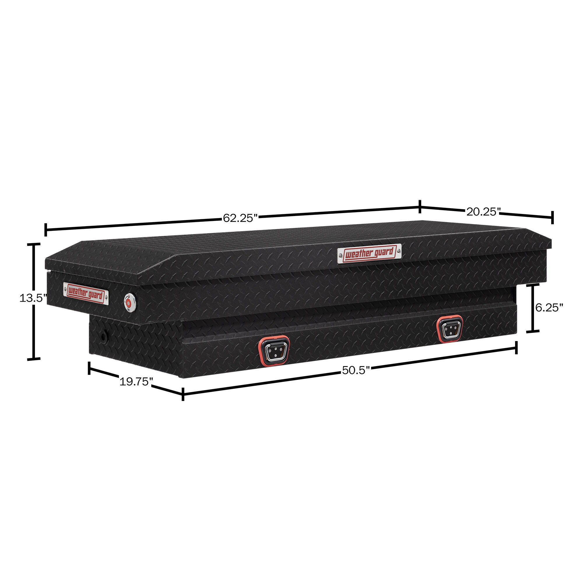 Caja de herramientas para camioneta cruzada de aluminio negro mate texturizado de 62 pulgadas x 20 pulgadas x 13 pulgadas de Weather Guard