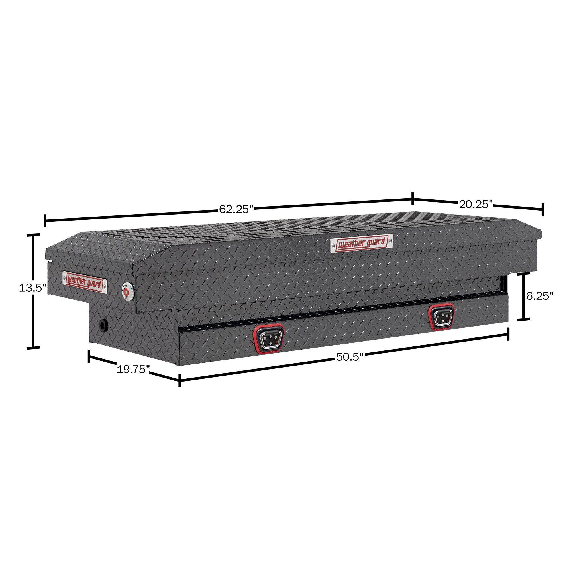 Caja de herramientas de camioneta cruzada de aluminio gris enmetálico WEATHER GUARD de 62 pulgadas x 20 pulgadas x 13 pulgadas 154-6-04