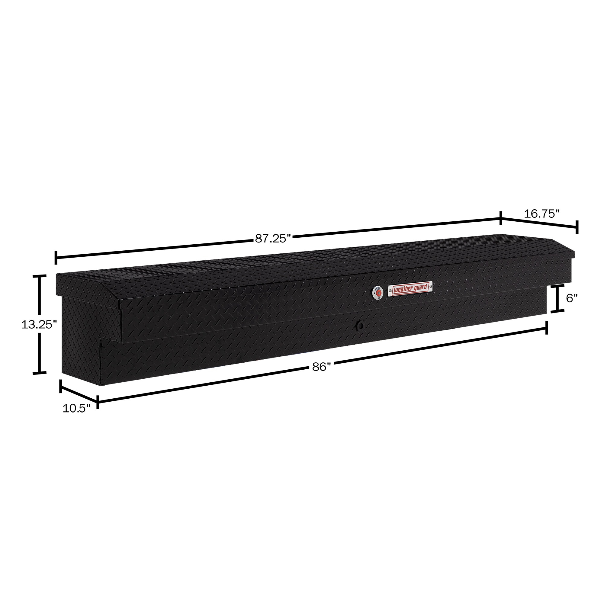 Caja de herramientas para camioneta montada en el costado de aluminio negro brillante de 87 pulgadas x 17 pulgadas x 13 pulgadas Weather Guard 164-5-04