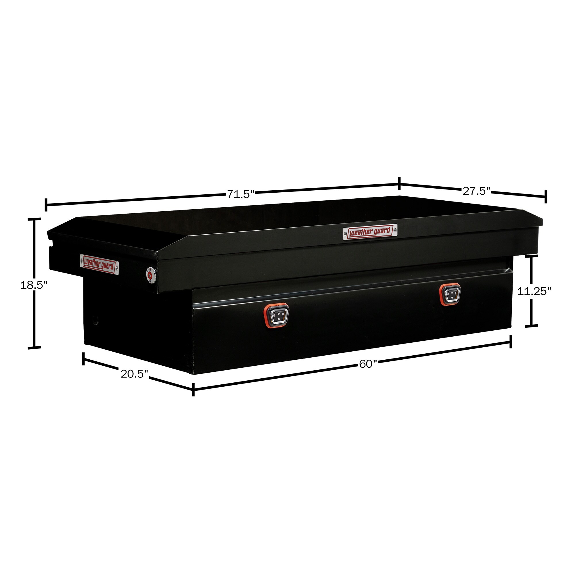 Caja de herramientas para camioneta de cruce de acero negro brillante de 72 pulgadas x 27.5 pulgadas x 18 pulgadas de WEATHER GUARD 116-5-04