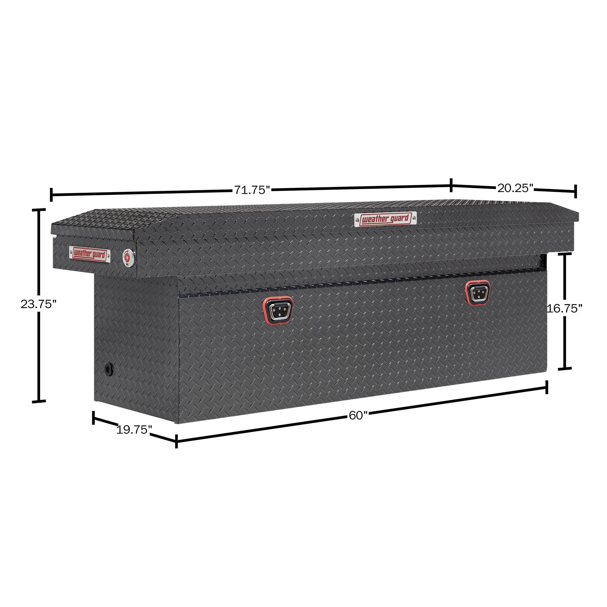 Caja de herramientas para camioneta cruzada de aluminio color gris metalizado Weather Guard de 72 pulgadas x 20 pulgadas x 24 pulgadas 123-6-04.