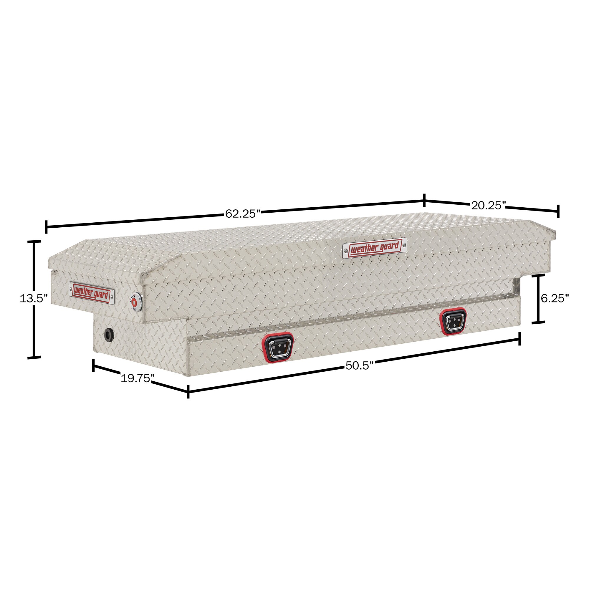 Caja de herramientas para camioneta tipo cruzado de aluminio Weather Guard de 62 pulgadas x 20 pulgadas x 13 pulgadas