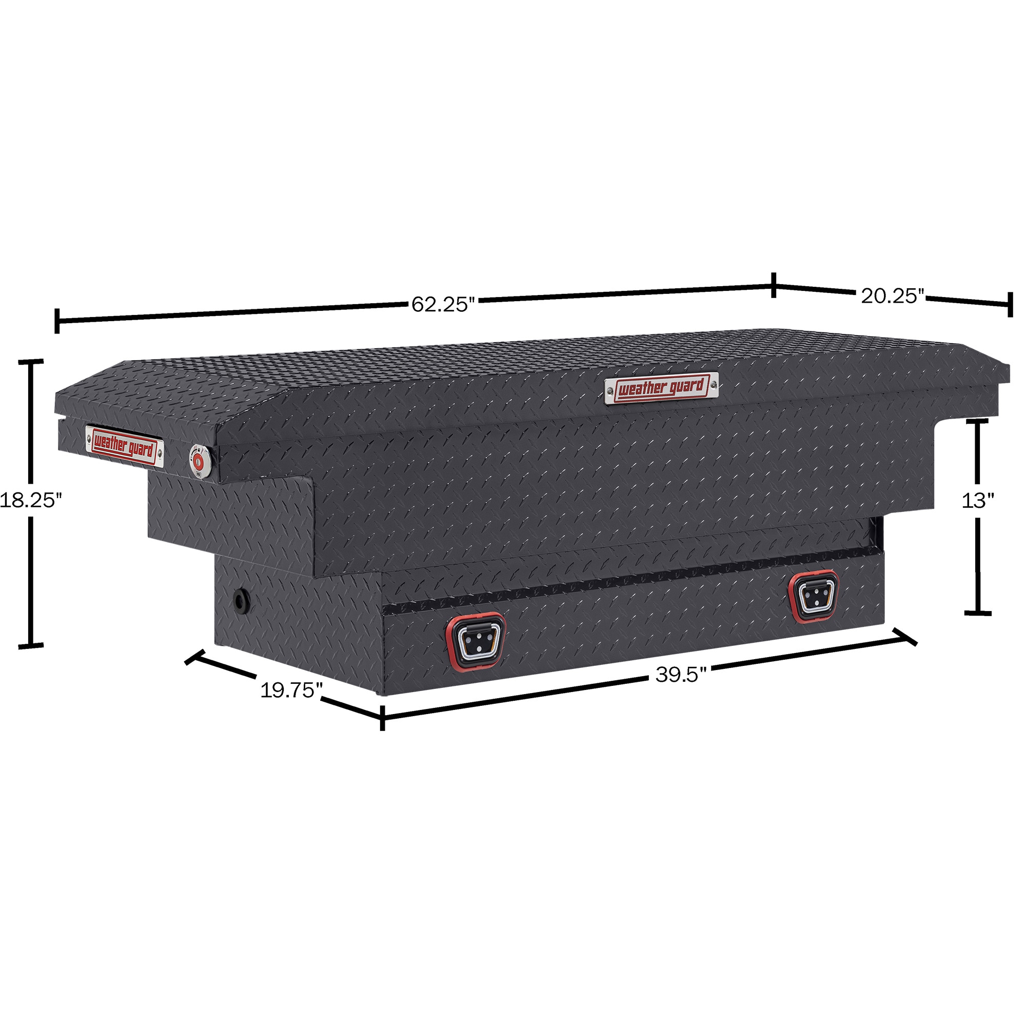 Caja de herramientas para camioneta cruzada de aluminio gris metálico Weather Guard de 62 pulgadas x 20 pulgadas x 18 pulgadas 131-6-04