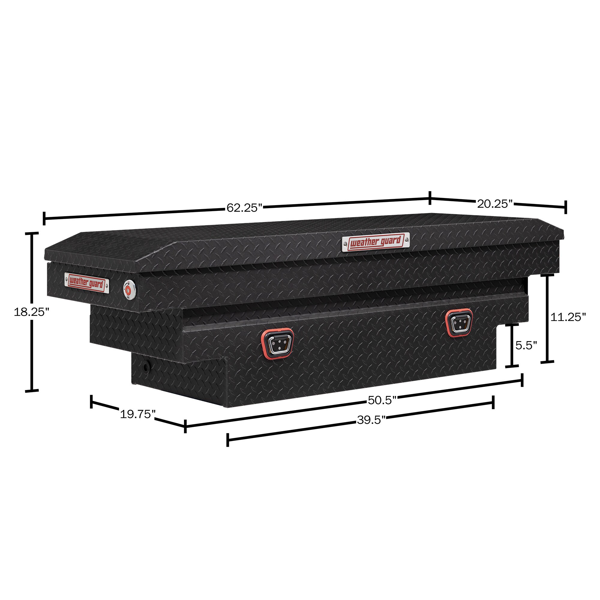 Caja de herramientas para camioneta tipo crossover de aluminio negro mate texturizado de 62 pulgadas x 20 pulgadas x 18 pulgadas de Weather Guard 137-52-04