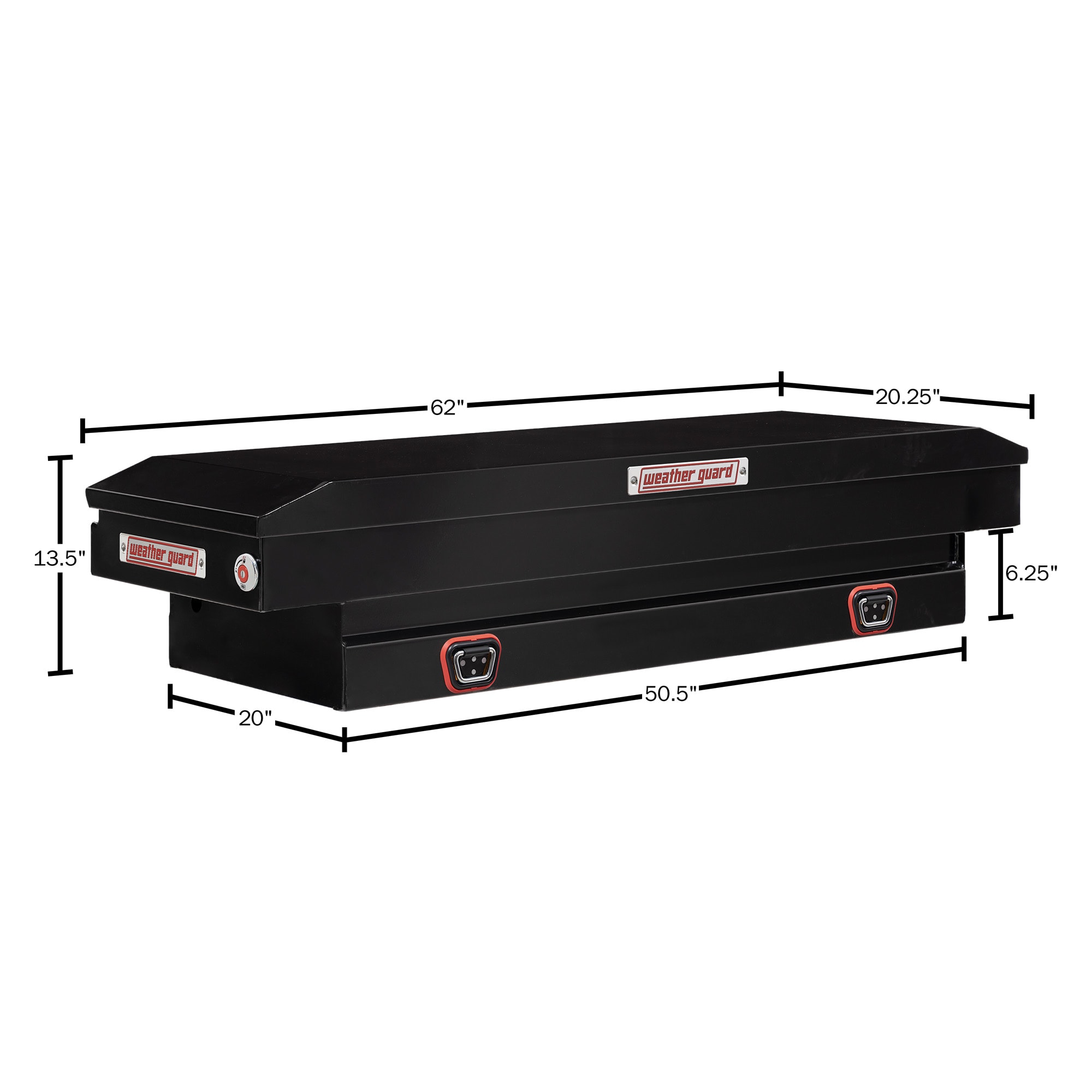 Caja de herramientas para camioneta cruzada de acero negro brillante de 62 pulgadas x 20 pulgadas x 13 pulgadas de Weather Guard