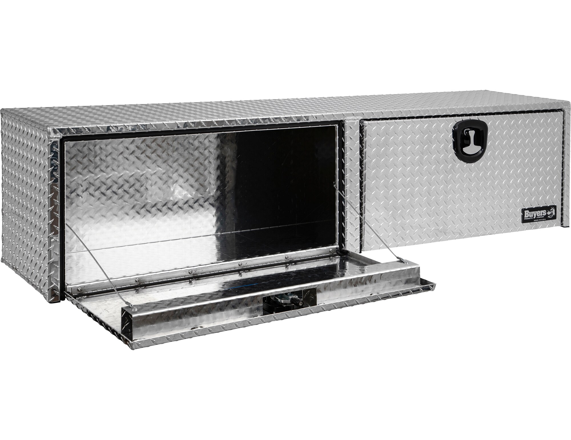 Caja de herramientas para camión de montaje superior de aluminio con grabado de diamante de 72 pulgadas x 16 pulgadas x 18 pulgadas de Buyers Products