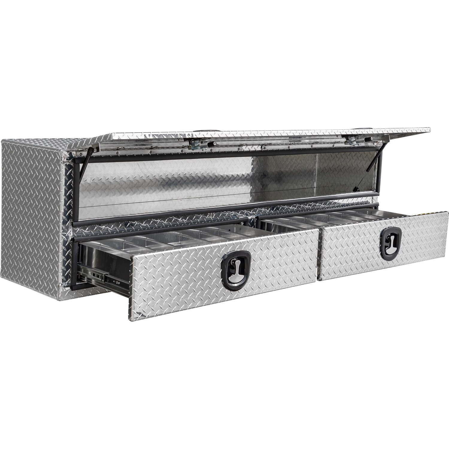 Caja de herramientas lateral de aluminio de 72 pulgadas x 18 pulgadas x 21 pulgadas con relieve de diamante de Buyers Products
