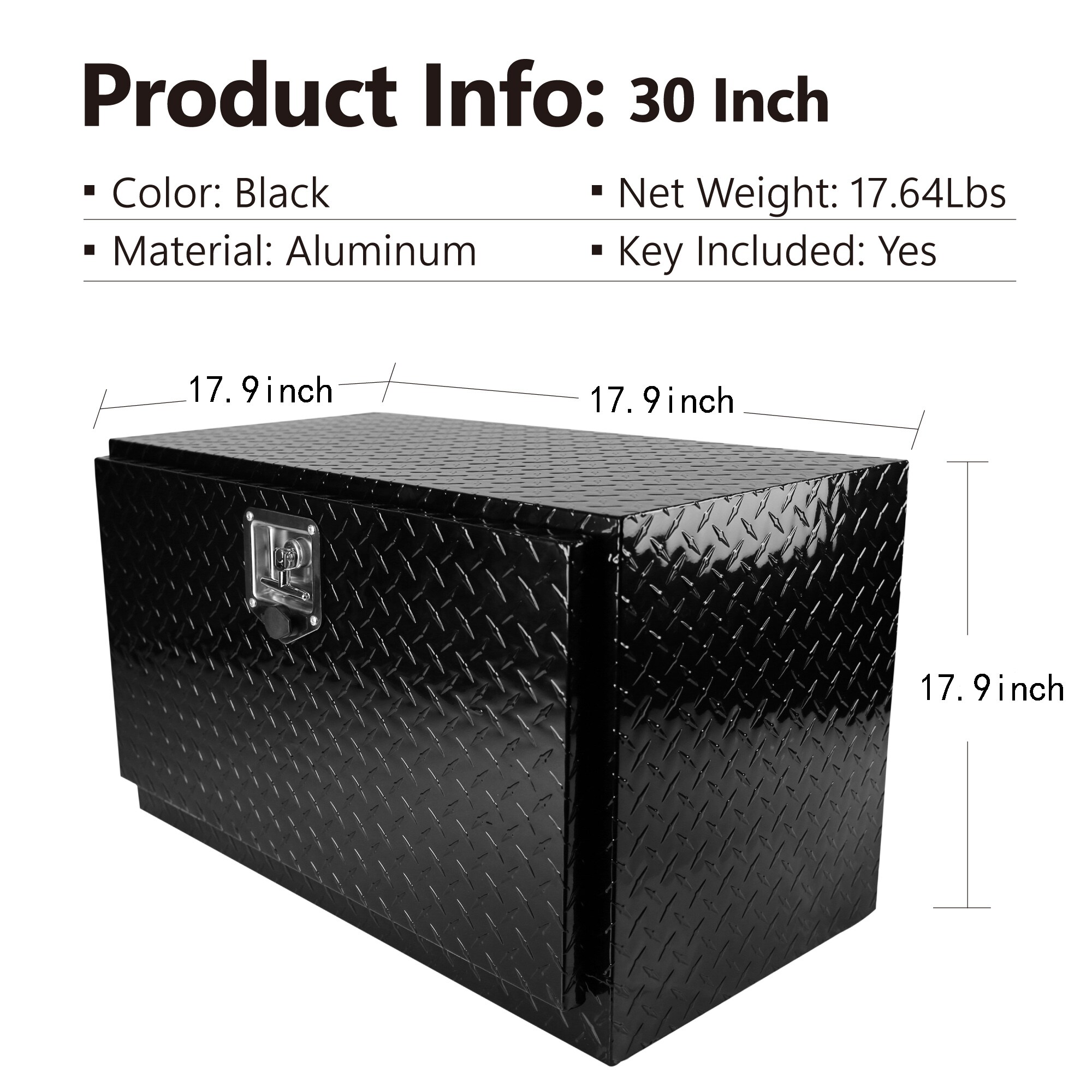Caja de herramientas para camioneta de montaje lateral en aluminio negro de 30.1 pulgadas x 17.1 pulgadas x 17.9 pulgadas Kahomvis YS-QPW1-141