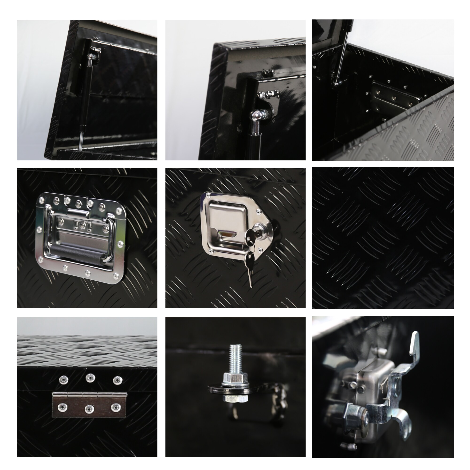 Caja de herramientas negra de aluminio para camioneta montada en el costado - 38.78 pulgadas x 12.8 pulgadas x 10.43 pulgadas Kahomvis