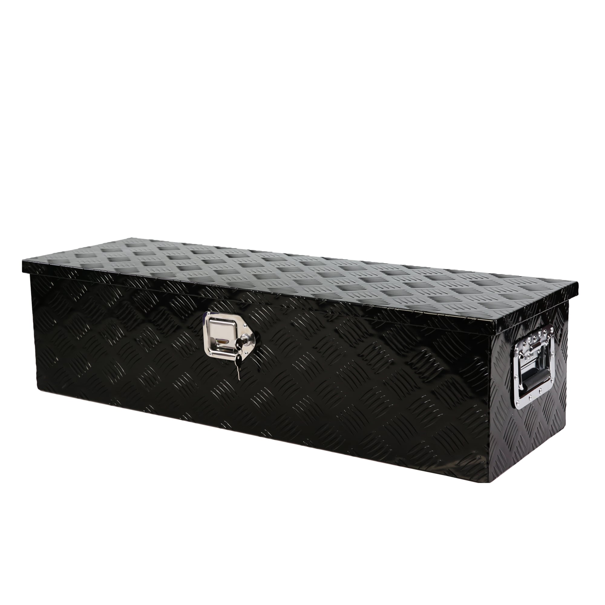 Caja de herramientas negra de aluminio para camioneta montada en el costado - 38.78 pulgadas x 12.8 pulgadas x 10.43 pulgadas Kahomvis