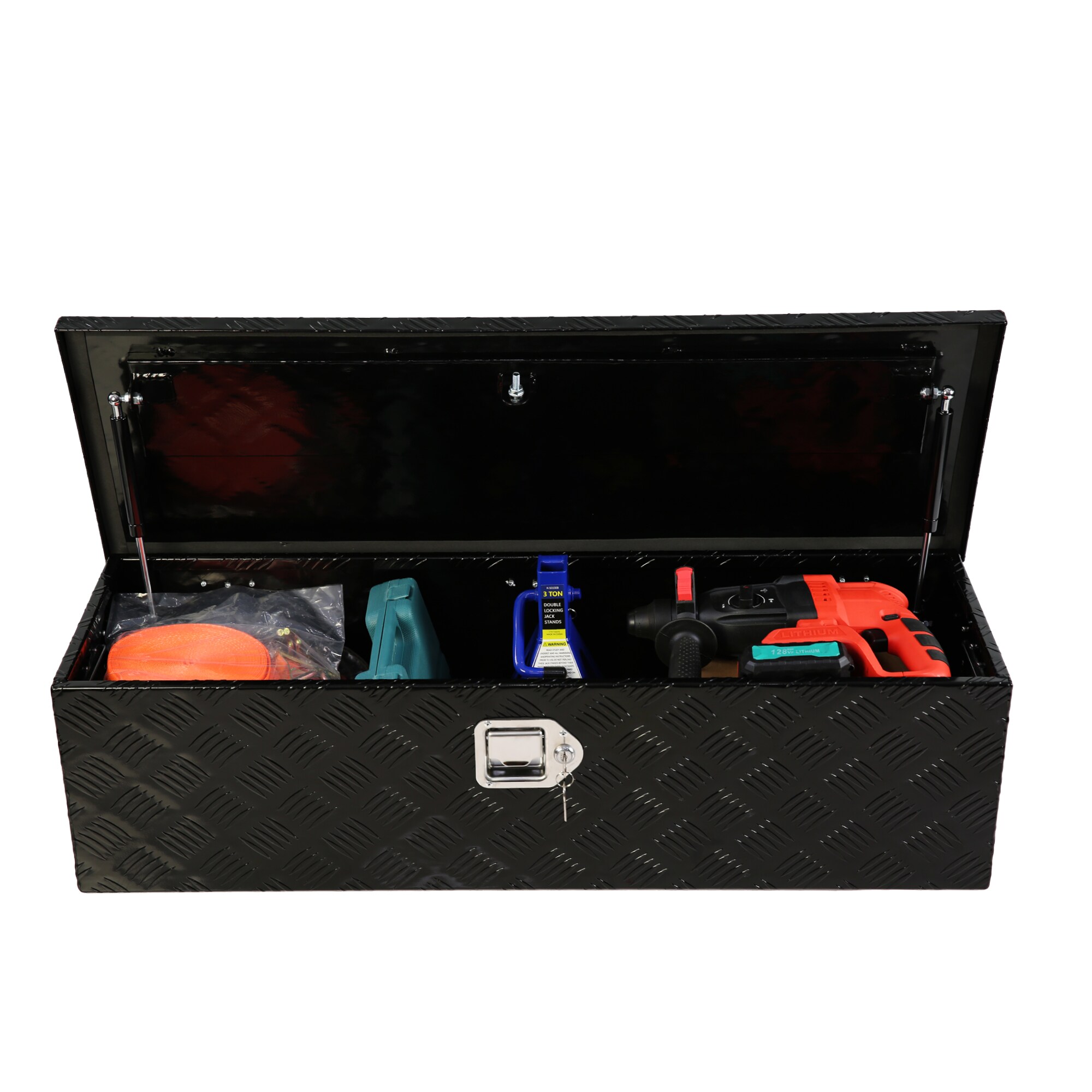 Caja de herramientas negra de aluminio para camioneta montada en el costado - 38.78 pulgadas x 12.8 pulgadas x 10.43 pulgadas Kahomvis
