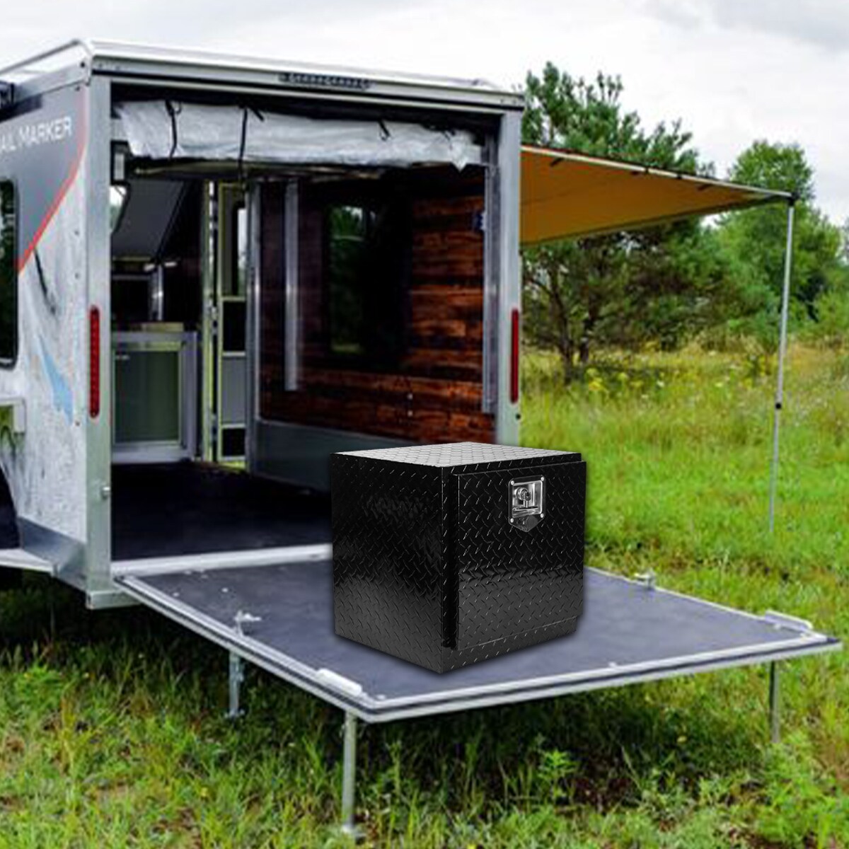 Caja de herramientas lateral para camioneta de aluminio negro Kahomvis de 19.7 pulgadas x 17.1 pulgadas x 17.9 pulgadas