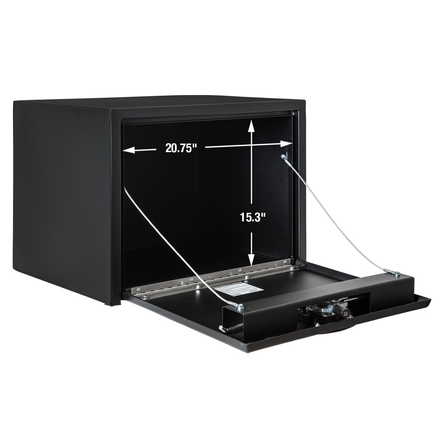 Caja de herramientas para camión de acero negro para debajo del chasis de 24 pulgadas x 18 pulgadas x 18 pulgadas