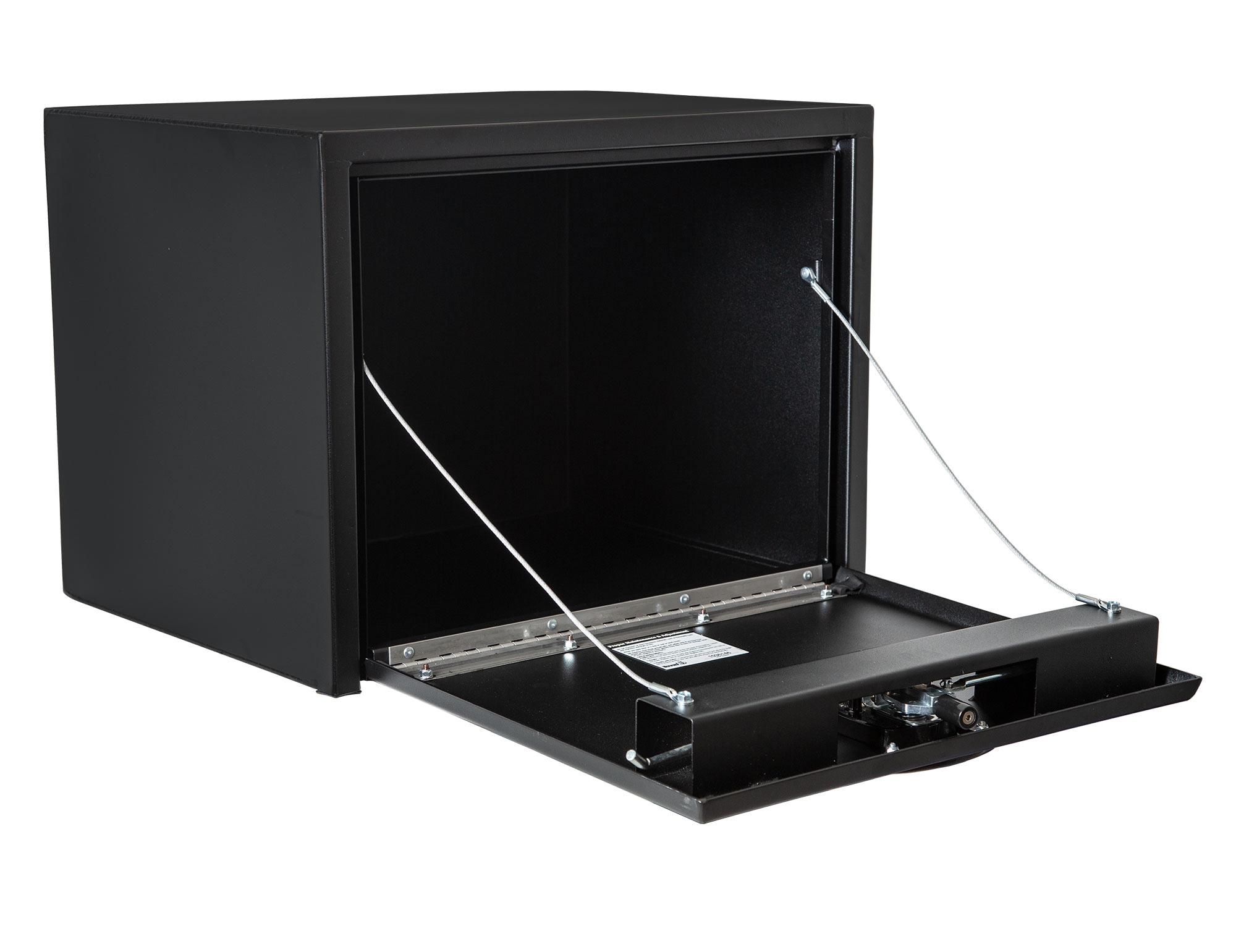 Caja de herramientas para camión de acero negro para debajo del chasis de 24 pulgadas x 18 pulgadas x 18 pulgadas