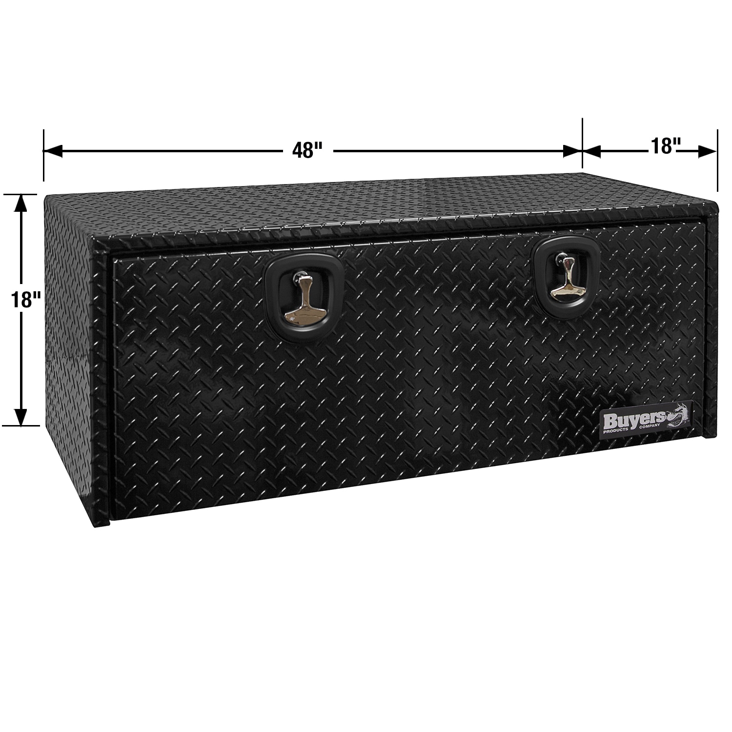 Caja de herramientas para camión de aluminio negro con patrón de diamante de 48 pulgadas x 18 pulgadas x 18 pulgadas de Buyers Products