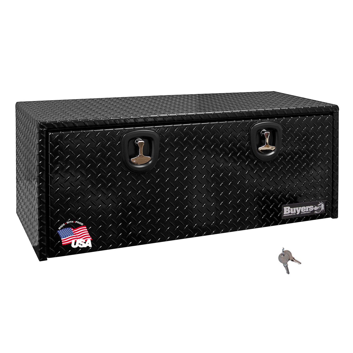 Caja de herramientas para camión de aluminio negro con patrón de diamante de 48 pulgadas x 18 pulgadas x 18 pulgadas de Buyers Products