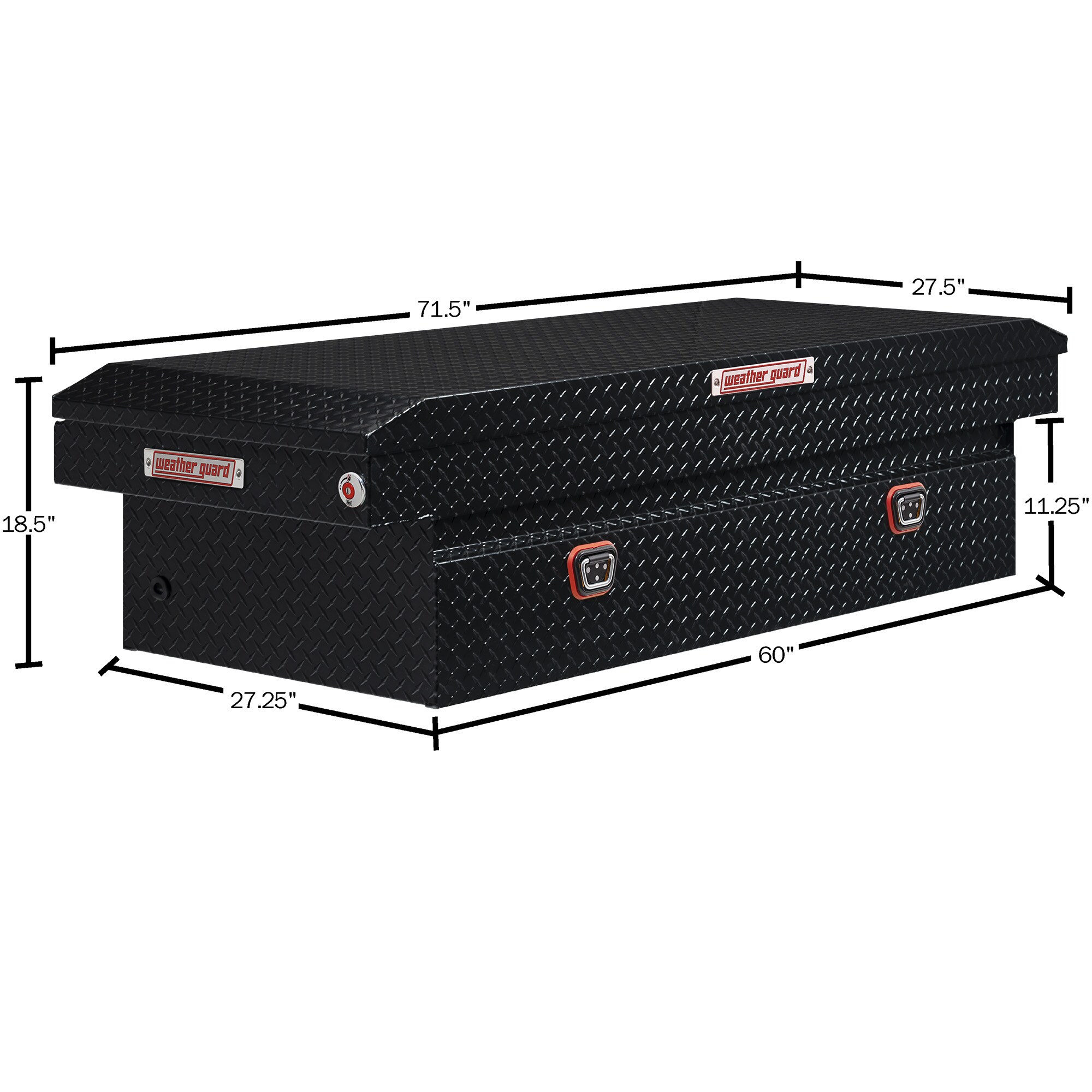 Caja de herramientas para camioneta cruzada de aluminio negro brillante de 72 pulgadas x 27.5 pulgadas x 18 pulgadas de WEATHER GUARD 117-5-04