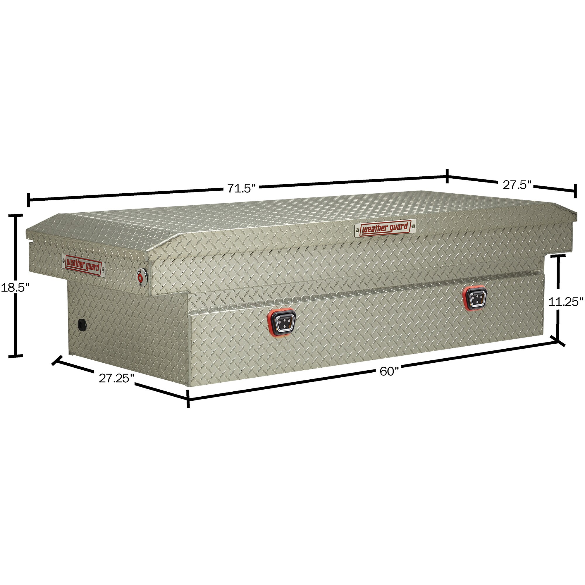 Caja de herramientas crossover de aluminio Weather Guard de 72 pulgadas x 27.5 pulgadas x 18 pulgadas