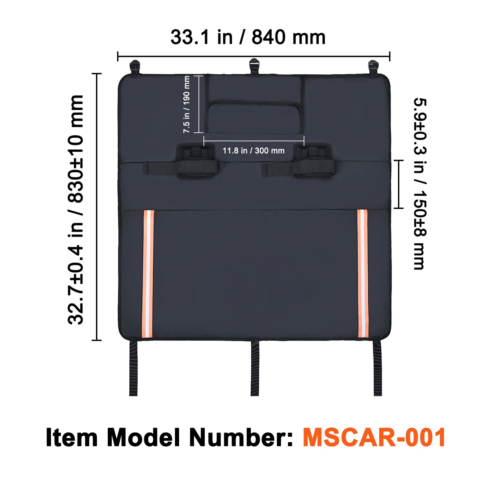 Protector de Cola para Bicicletas VEVOR, Pad para Portón Trasero de Camioneta de 33 pulgadas para Transportar 2 Bicicletas de Montaña, Pad de Protección con Franjas Reflectantes y Bolsillo para Herramientas, Pad Universal para Camionetas Pequeñas tipo Pick-up.