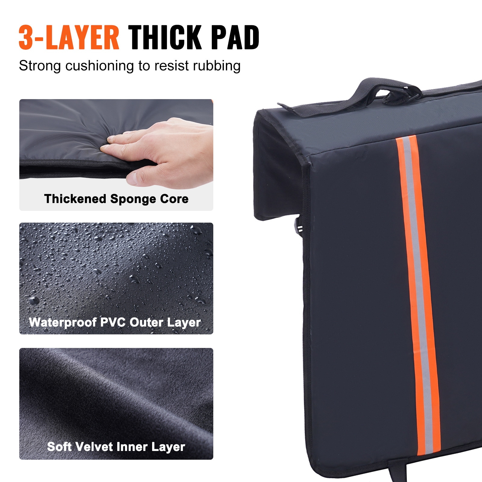 Protector para bicicletas en la puerta trasera de camioneta VEVOR, 62 pulgadas, para transportar 6 bicicletas de montaña, con tiras reflectantes y bolsillos para herramientas, con apertura para cámara trasera para camionetas de carga JYKWMD62INCHGWWX4V0